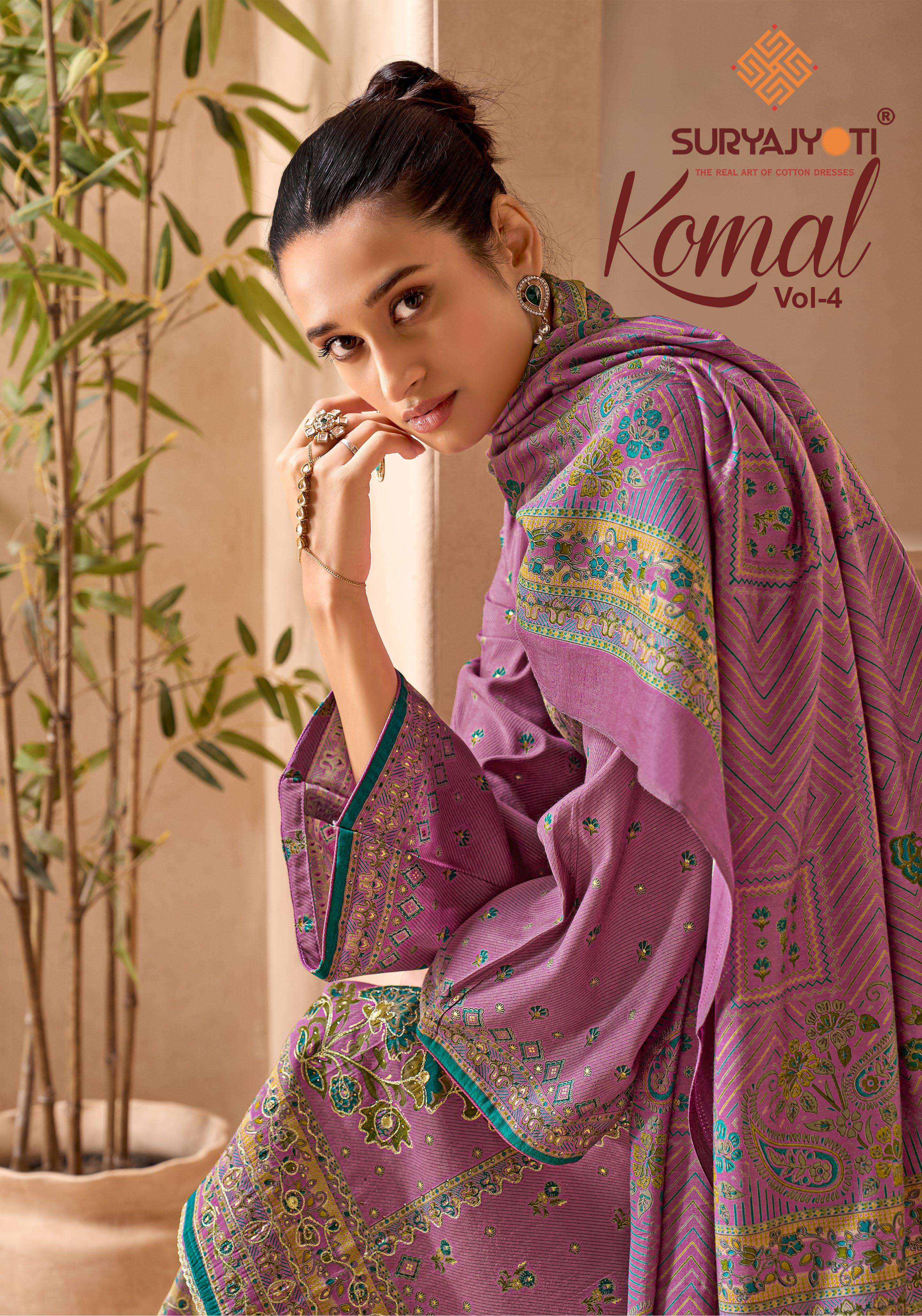 SURYAJYOTI KOMAL VOL 4 MODAL PRINT WITH FANCY WORK SUIT