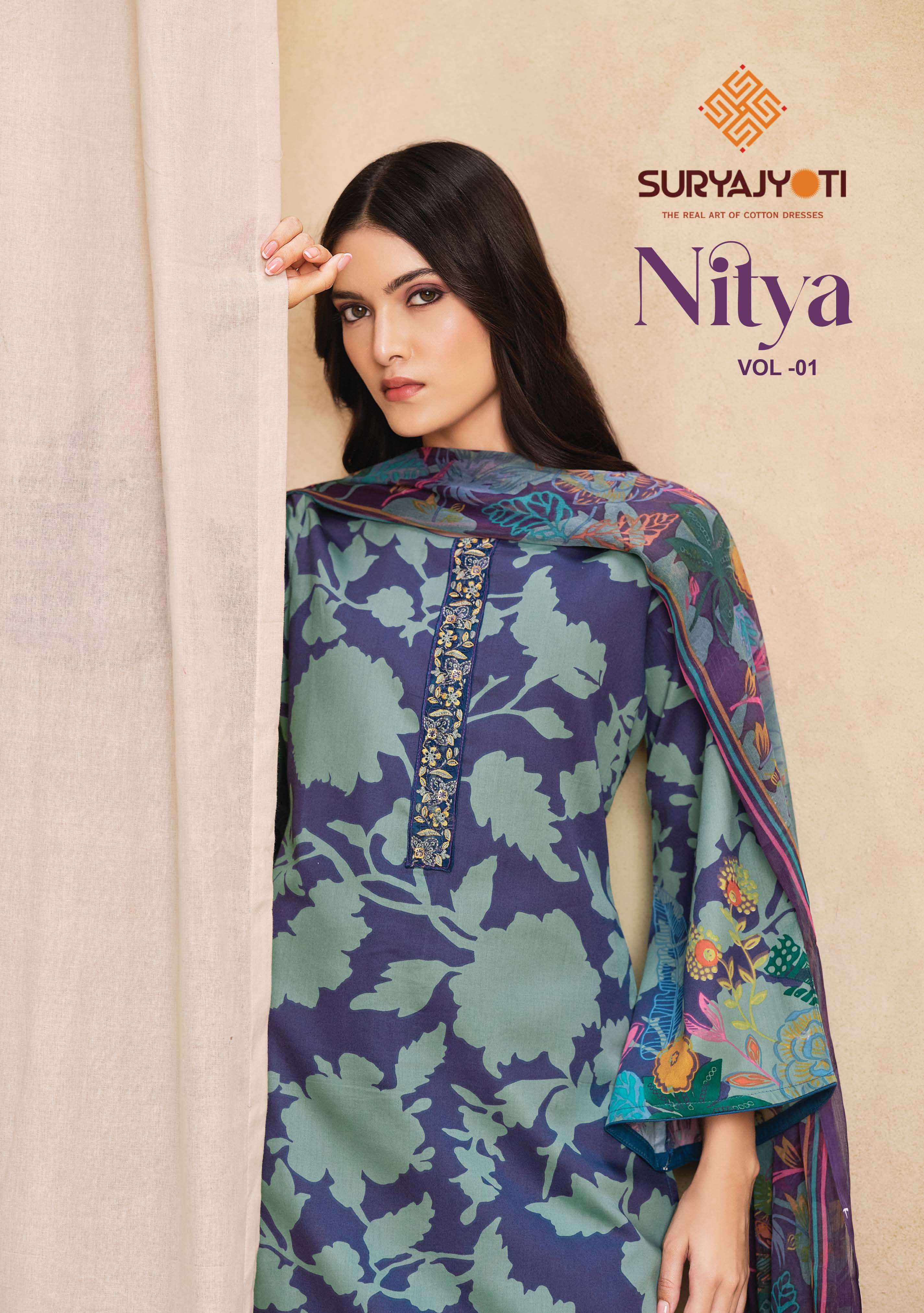 SURYAJYOTI NITYA VOL 1 JAM SATIN PRINT WITH FANCY EMBROIDERY WORK SUIT