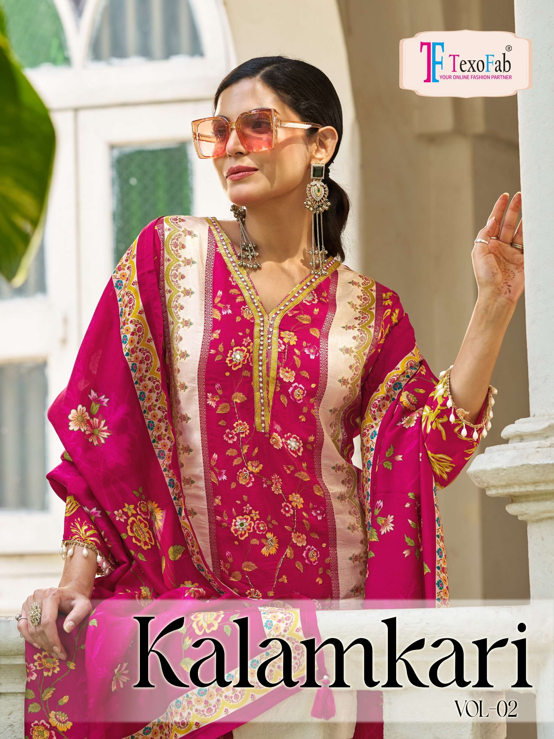 TEXOFAB KALAMKARI VOL 2 CREPE SILK DIGITAL PRINT WITH FANCY WORK LADIES SUIT