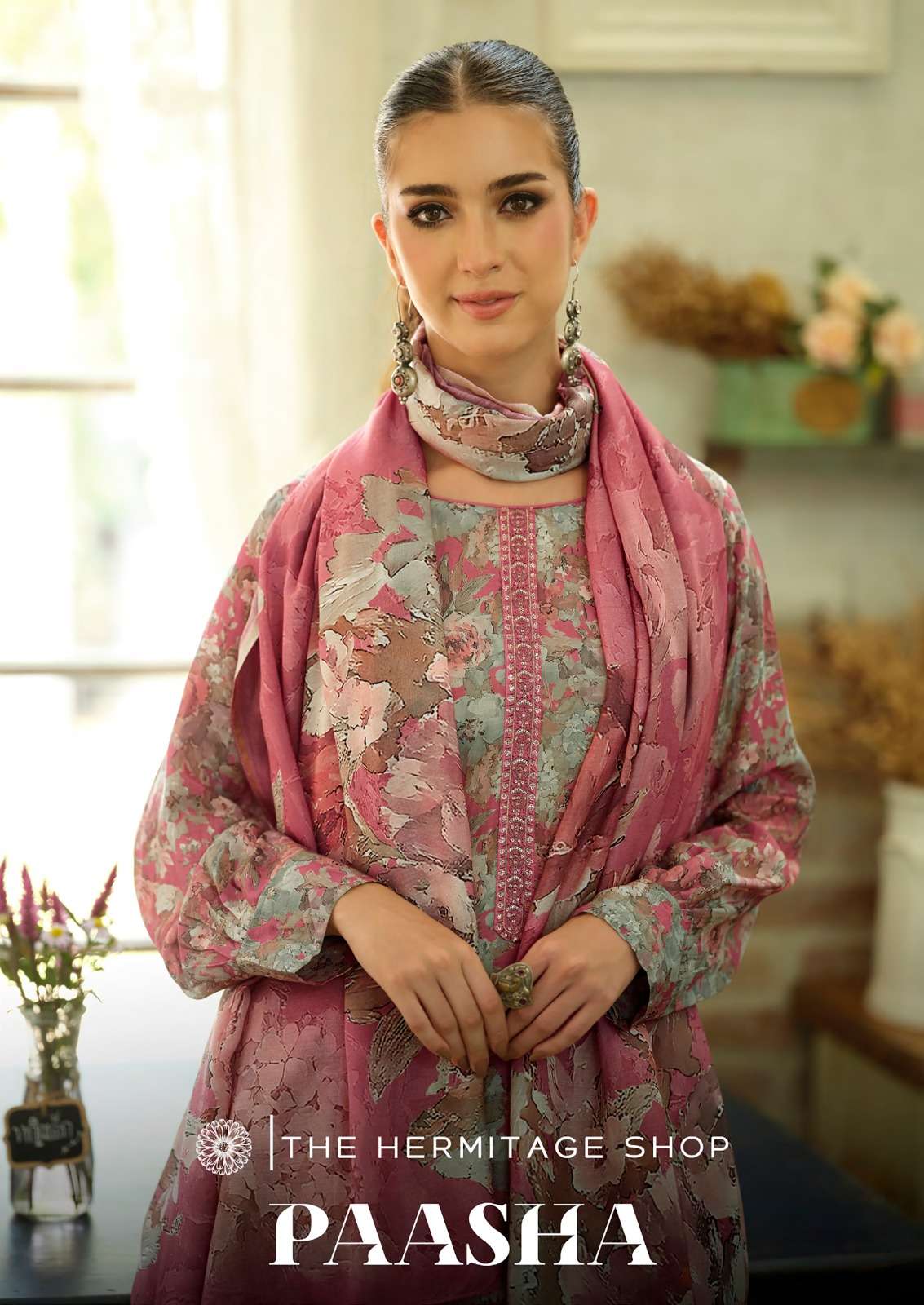 THE HERMITAGE SHOP PAASHA LAWN COTTON  DIGITAL PRINTS WITH FANCY WORK SUIT