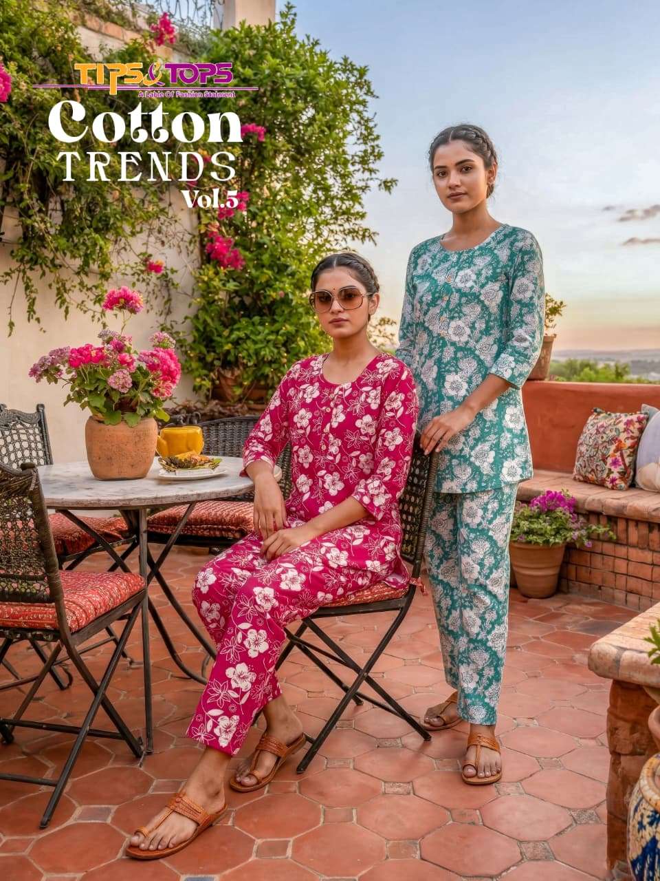 TIPS AND TOPS COTTON TRENDS VOL 5 COTTON PRINT LADIES SUMMER WEAR CO-ORD SET