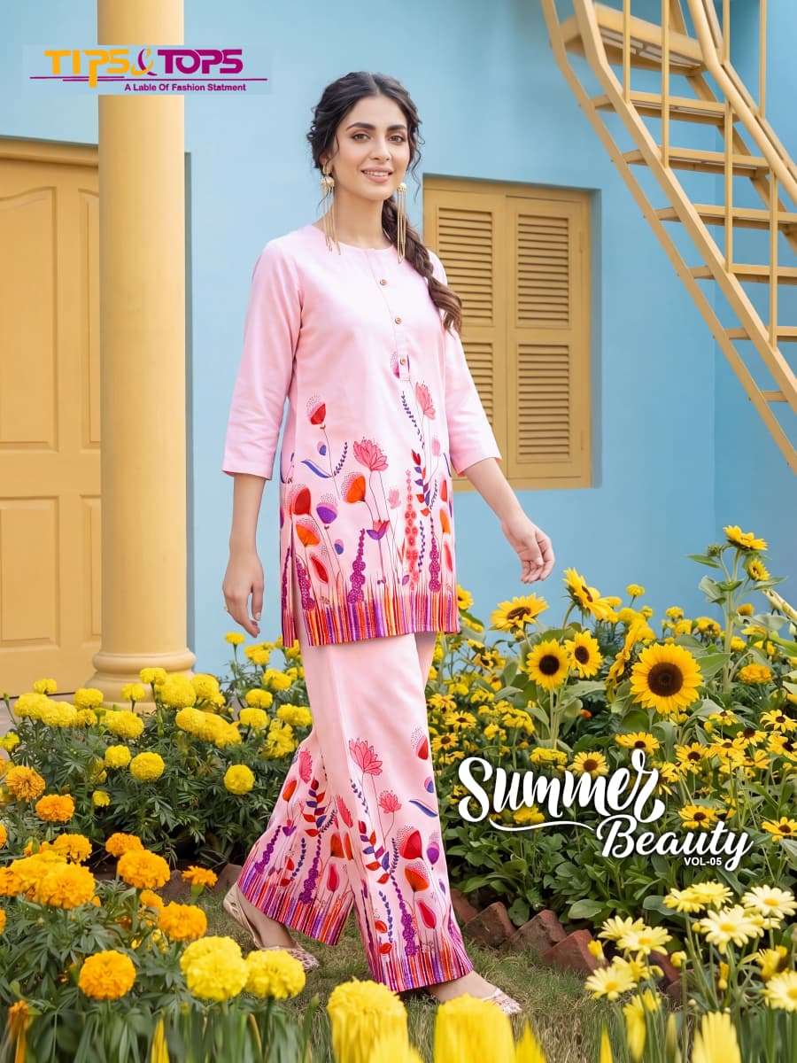 TIPS AND TOPS SUMMER BEAUTY VOL 5 RAYON FLORAL PRINT FANCY CO-ORD SET