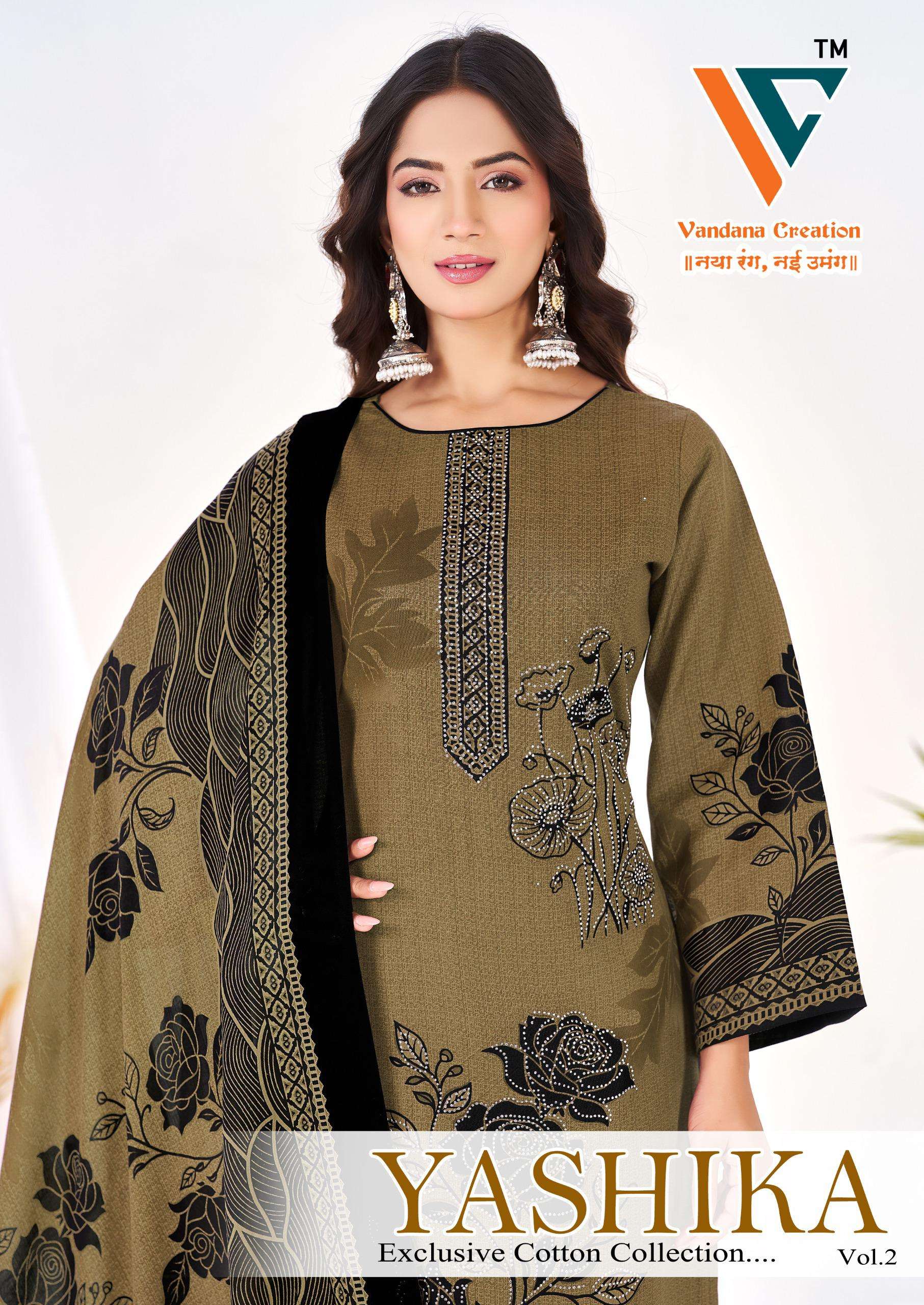 VANDANA CREATION YASHIKA VOL 2 COTTON PRINT WITH FANCY SWAROVSKI WORK SUIT