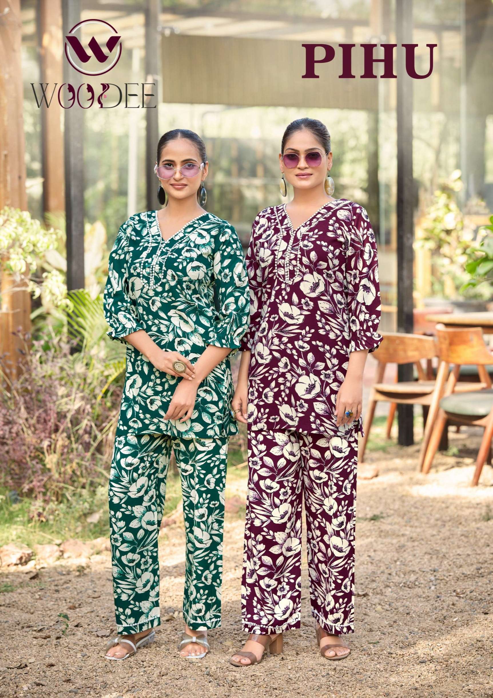 WOODEE PIHU RAYON PRINT FANCY SUMMER WEAR LADIES CO-ORD SET