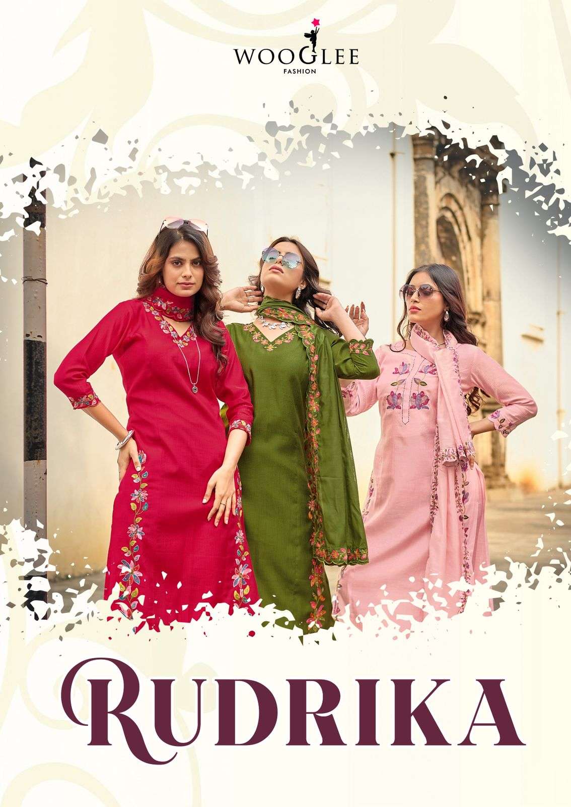 WOOGLEE RUDRIKA VISCOSE FANCY DESIGNER WORK LADIES 3PCS SET COLLECTION 