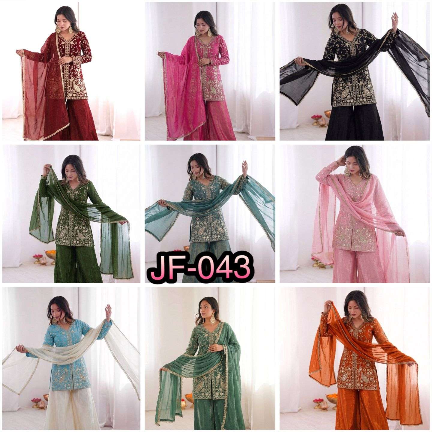 ZF 043 SILK HEAVY SEQUENCE EMBROIDERY DESIGNER WORK PARTY WEAR LADIES SUIT
