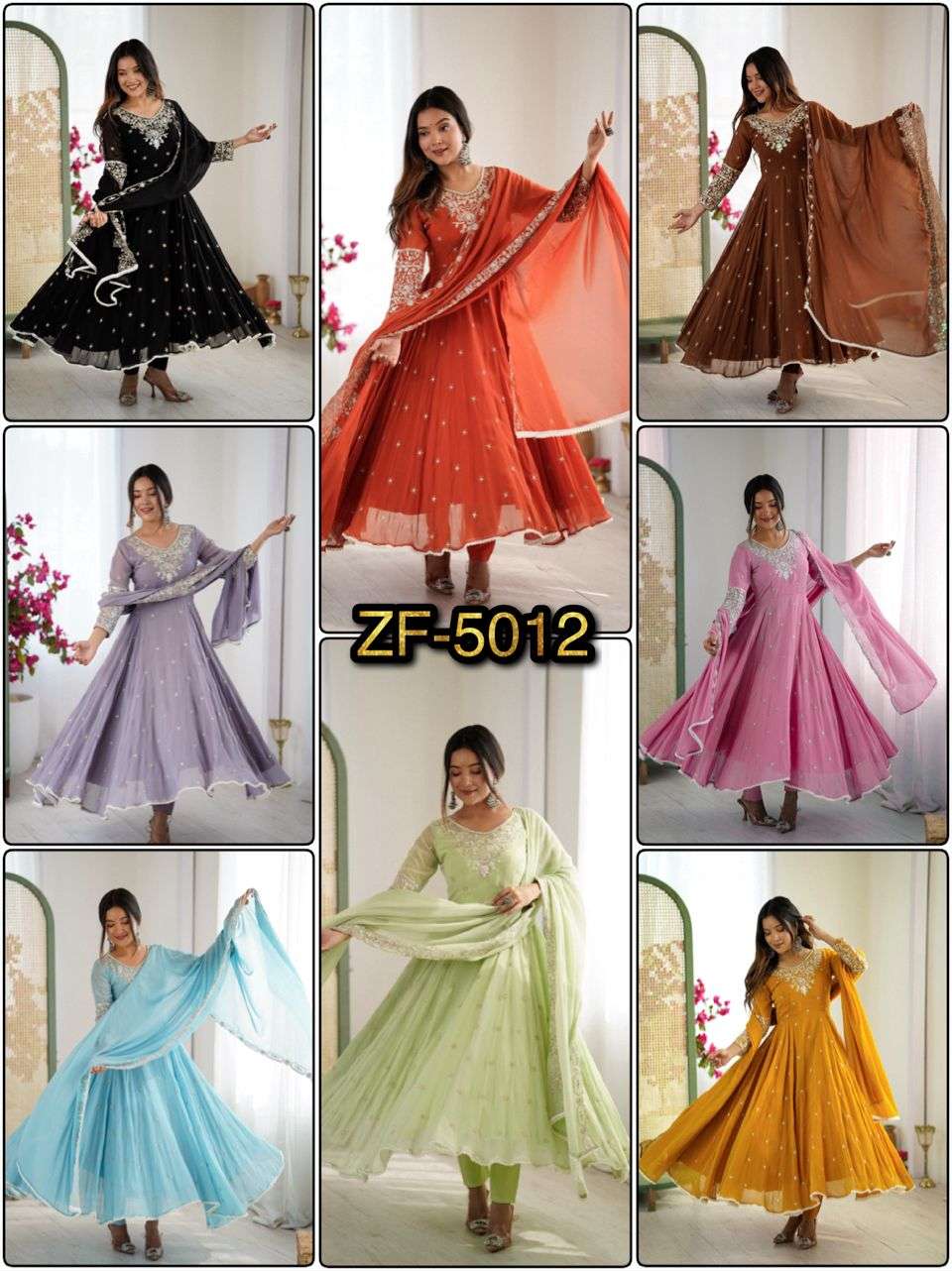ZF 5012 GEORGETTE DESIGNER PARTY WEAR ANARKALI GOWN DRESS