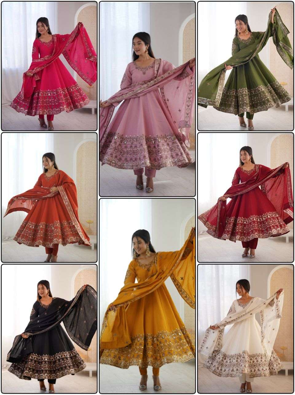 ZF 5016 SILK DESIGNER PARTY WEAR ANARKALI GOWN BOTTOM AND DUPATTA SET 