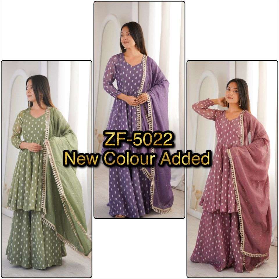 ZF 5022 SILK DESIGNER PREETY LOOKS PARTY WEAR LADIES SHARARA SUIT