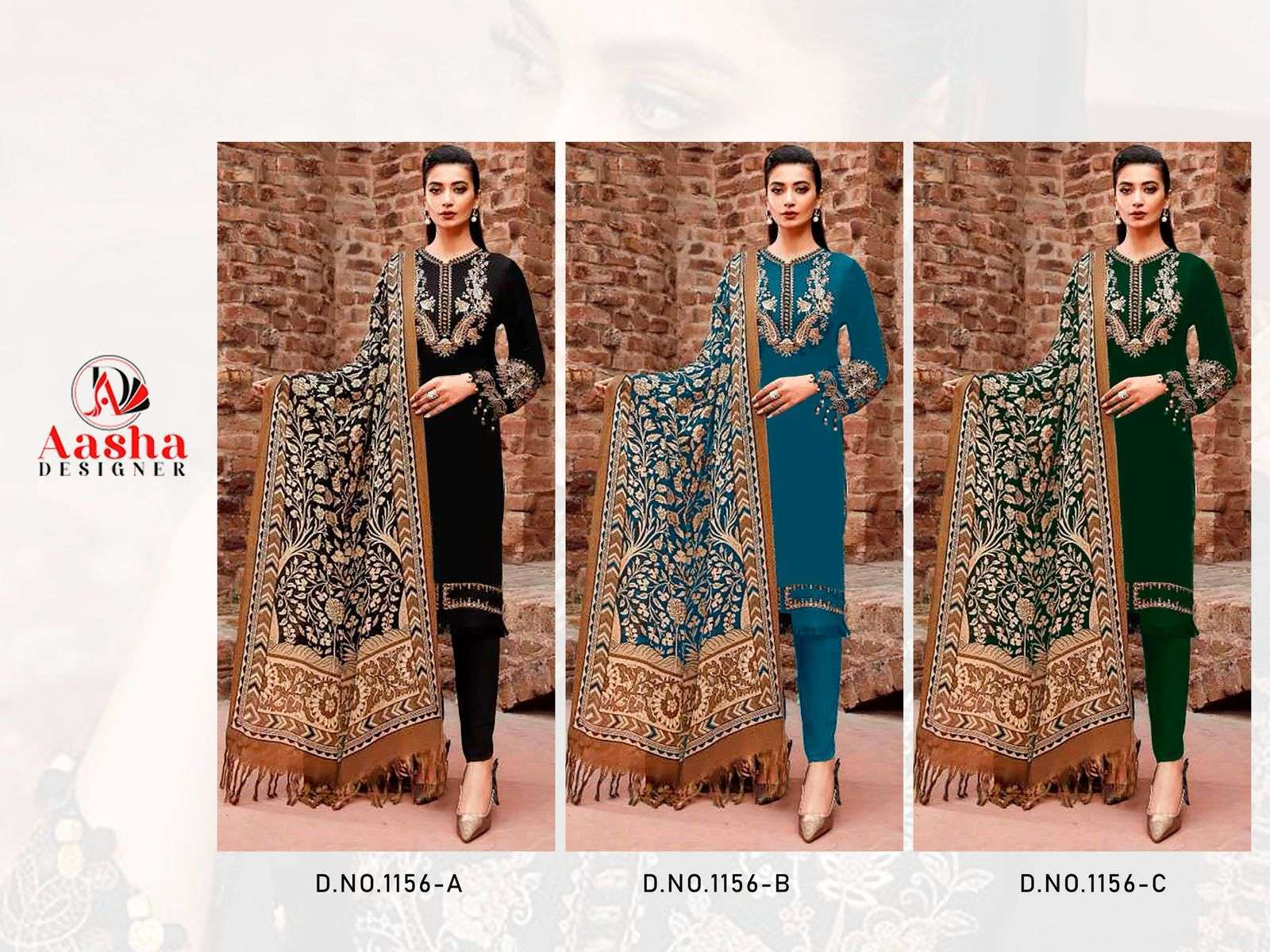 AASHA DESIGNER DESIGN NO - 1156 ABC HEAVY RAYON SELF EMBROIDERED PAKISTANI SUIT