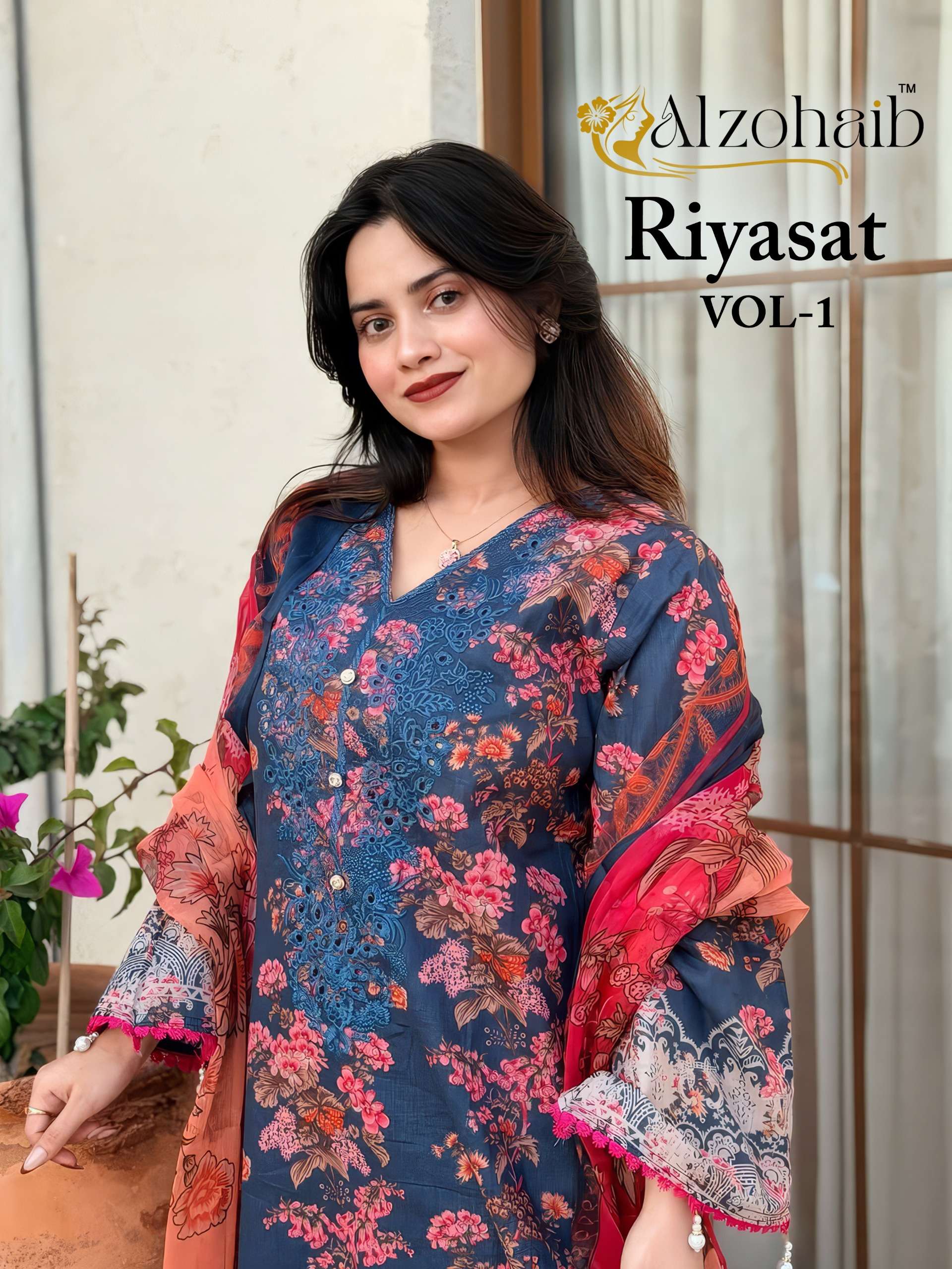 AL ZOHAIB RIYASAT COTTON PATCH EMBROIDERY WORK SALWAR KAMEEZ 