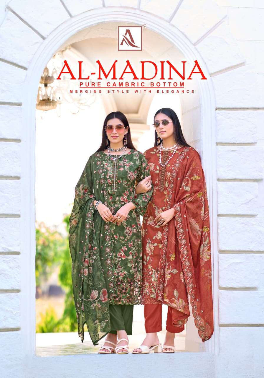 ALOK SUITS AL MADINA COTTON FOIL PRINT WITH FANCY EMBROIDERY WORK SUIT