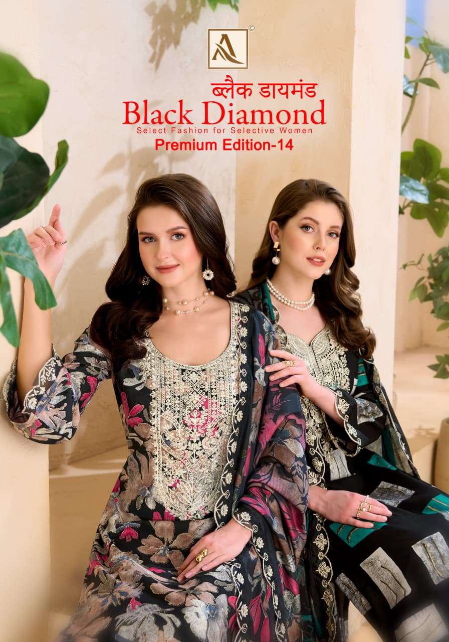 ALOK SUITS BLACK DIAMOND EDITION 14 RAYON FANCY EMBROIDERIS WORK SUIT