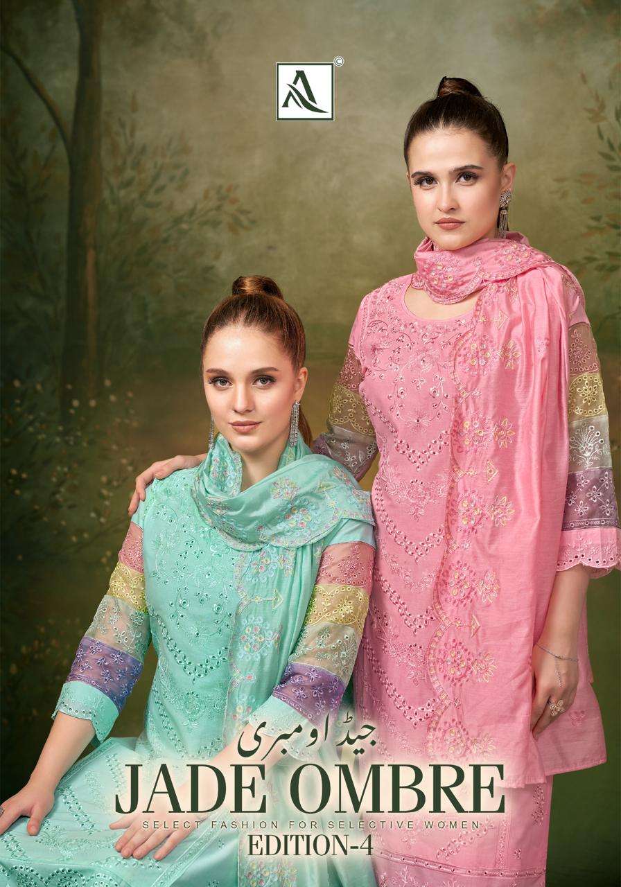ALOK SUITS JADE OMBRE VOL 4 LAWN COTTON FANCY PAKISTANI STYLE WORK SUIT