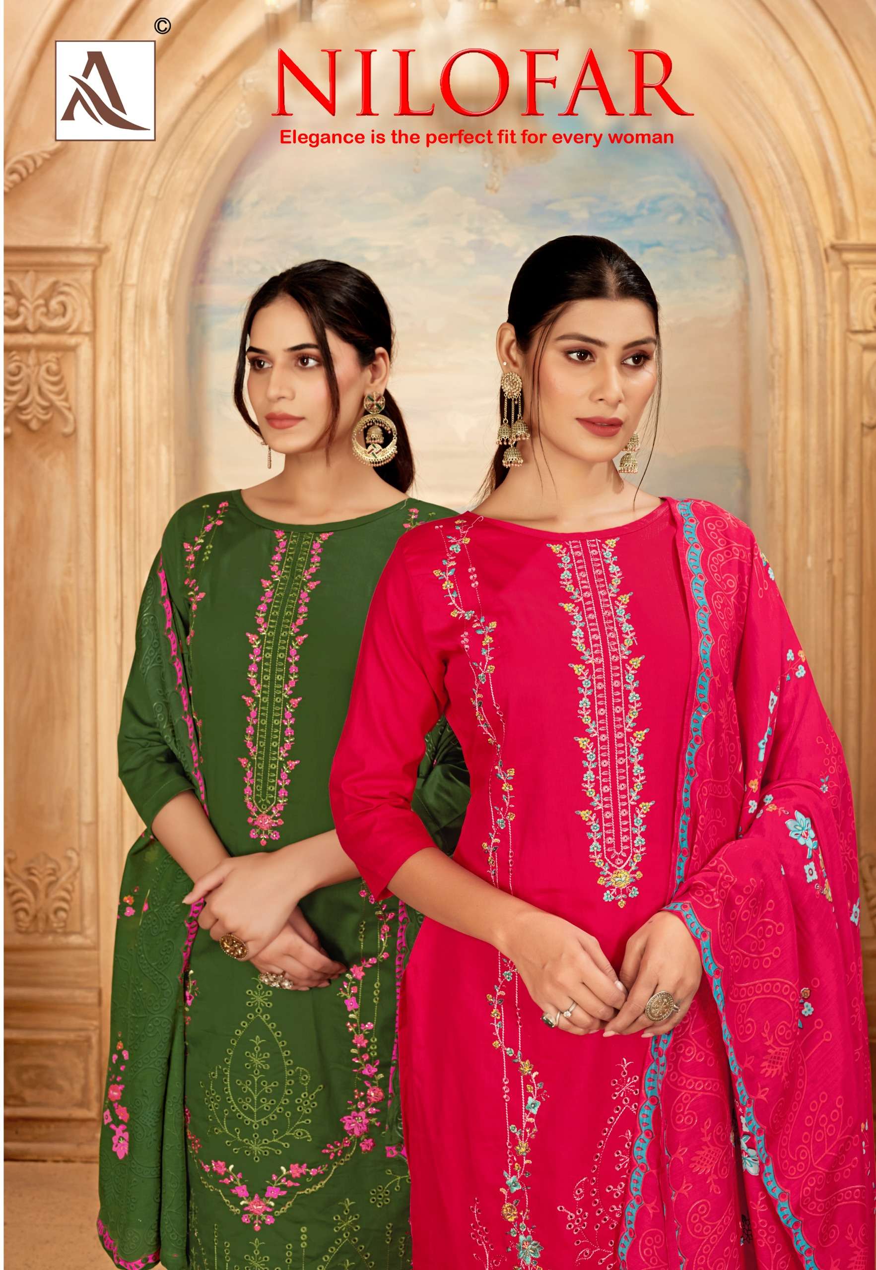 ALOK SUITS NILOFAR JAM COTTON FANCY EMBROIDERY WORK SUIT