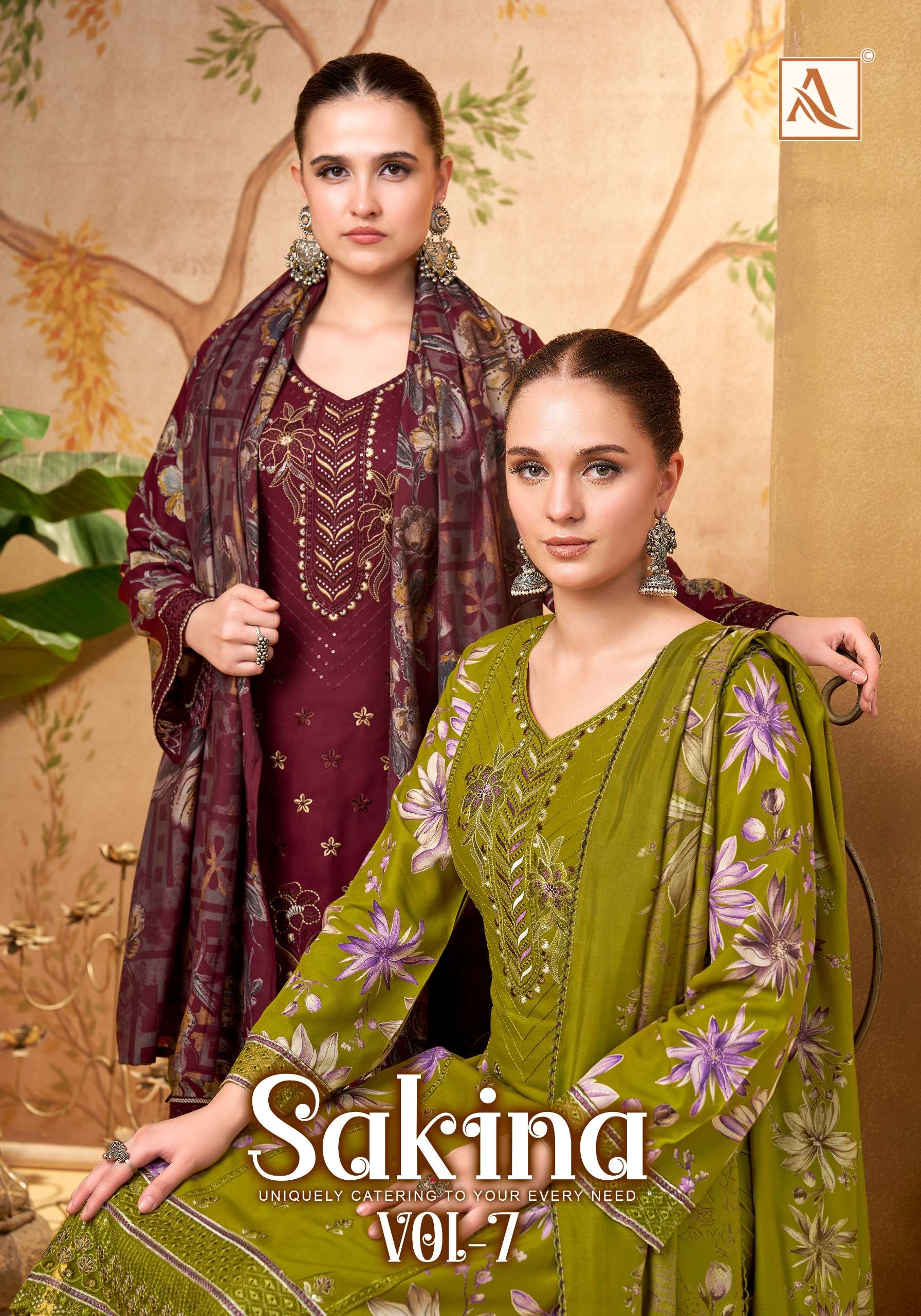 ALOK SUITS SAKINA VOL 7 VISCOSE FANCY EMBROIDERY WORK SUIT