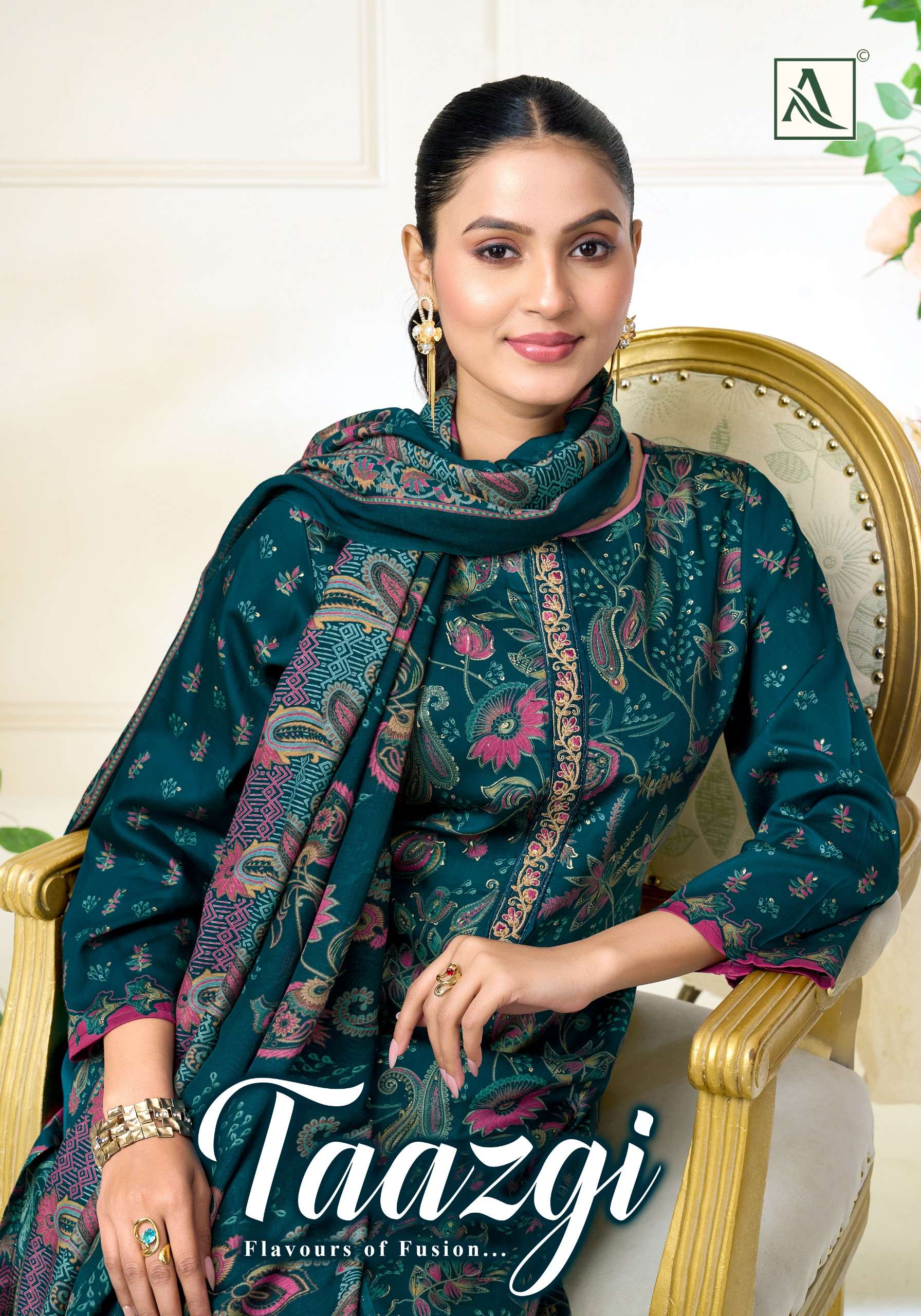 ALOK SUITS TAAZGI VISCOSE PRINT WITH FANCY WORK SUIT