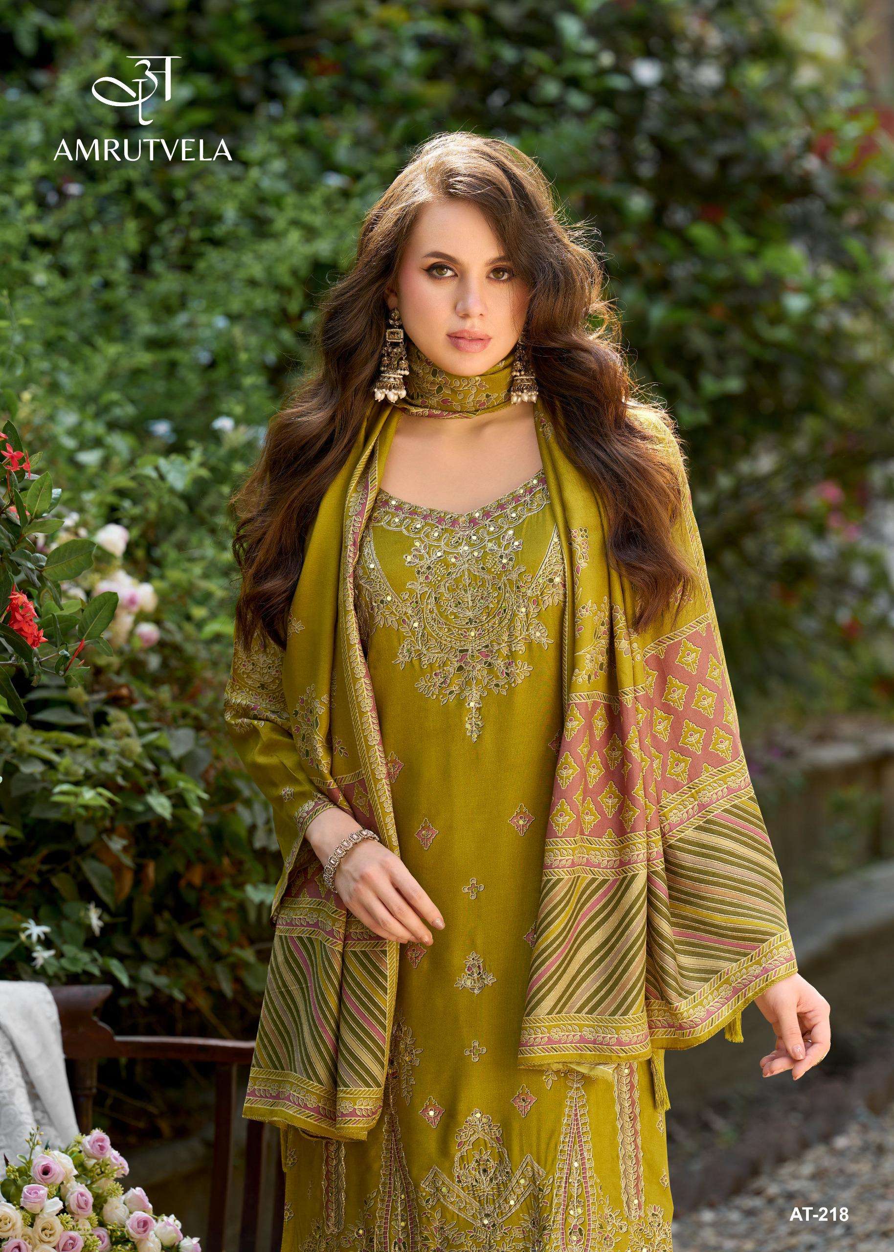 AMRUTVELA AT 218 VISCOSE DIGITAL PRINT WITH HAND WORK DESIGNER SUIT