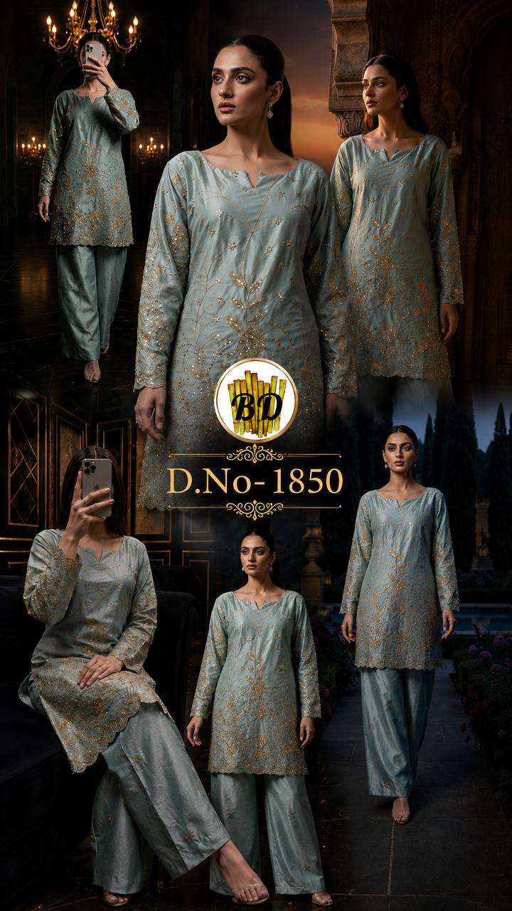 BD 1850 CHINON SILK HEAVY BEAUTIFUL DESIGNER LOOK PARTY WEAR 2PCS SET COLLECTION 