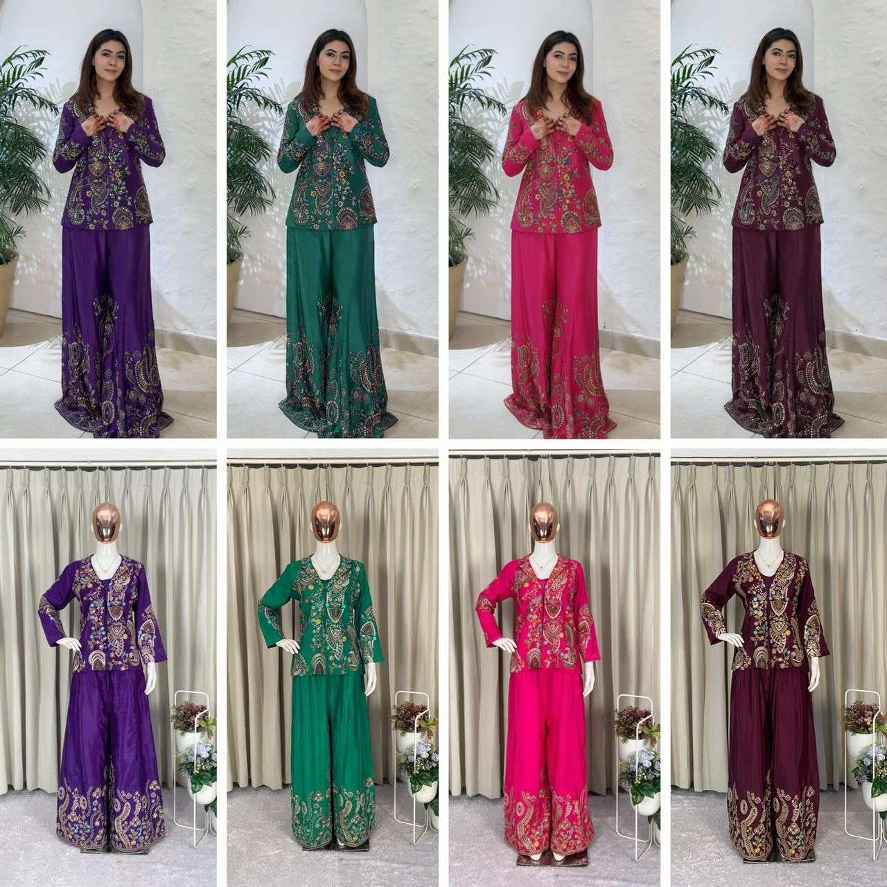 BE 436 WEDDING WEAR DESIGNER 3 PIECE KOTI PLAZZO AND DUPATTA SET 