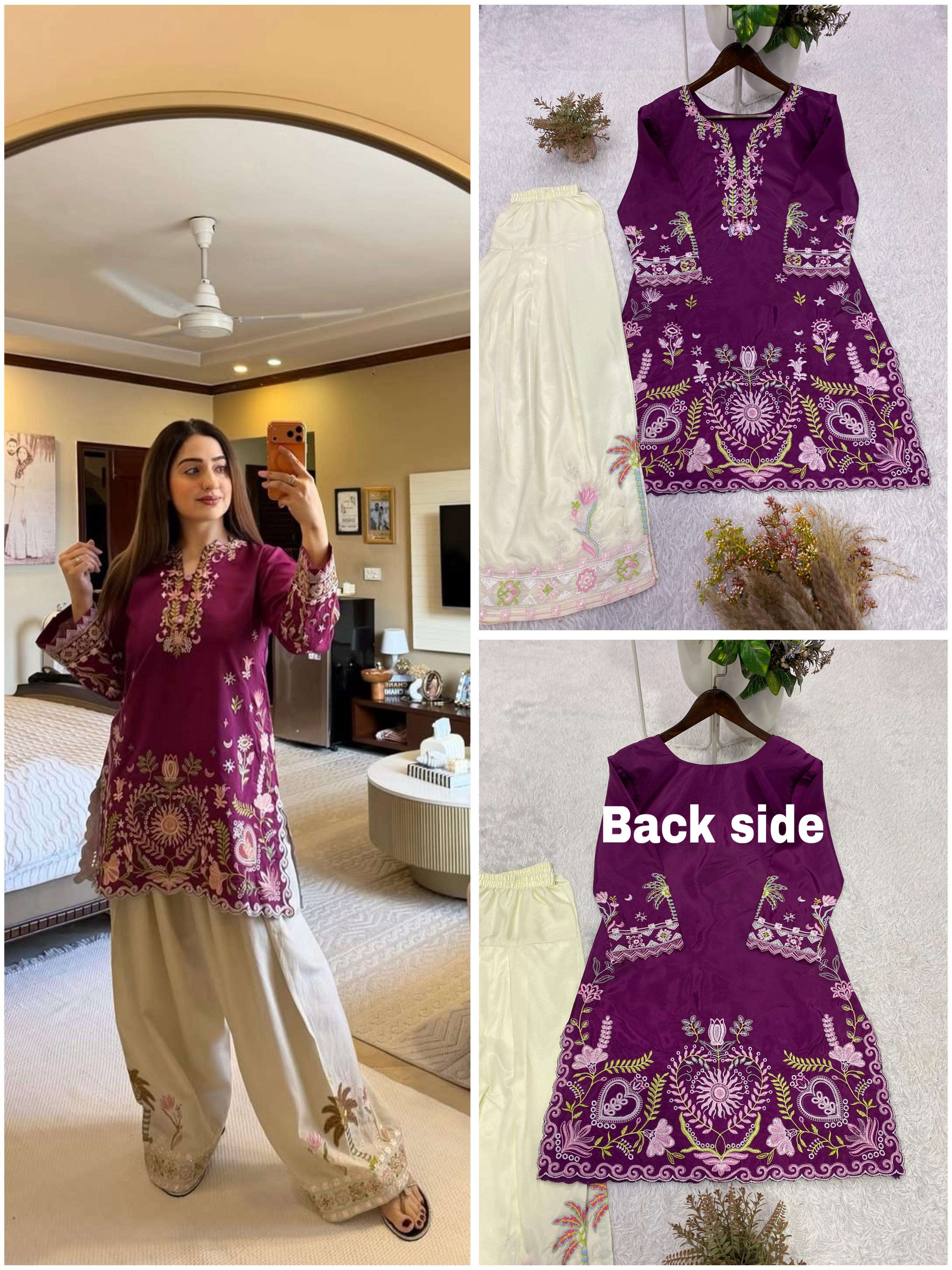 BE 470 CREPE SILK DESIGNER EMBROIDERED CO-ORD SET