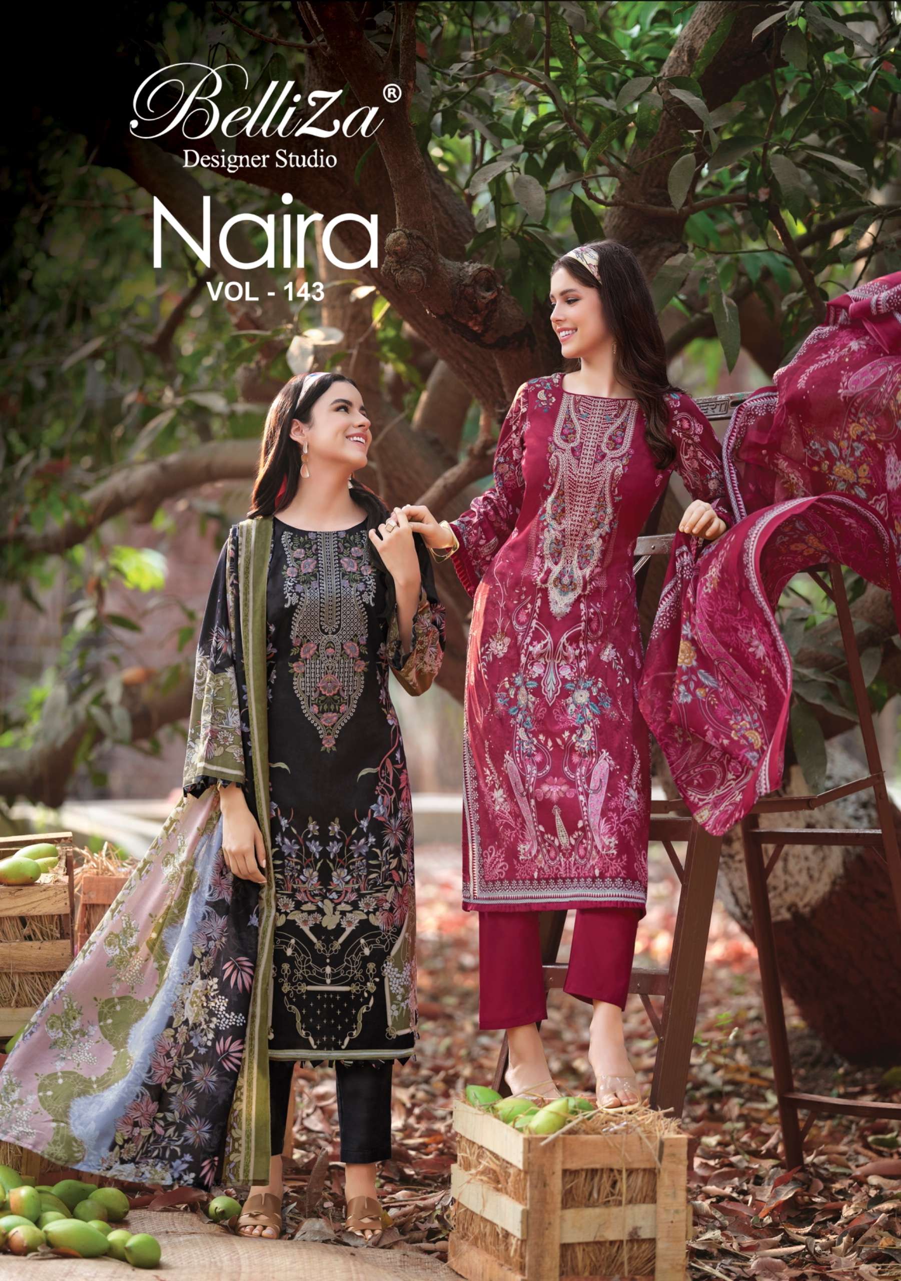 BELLIZA DESIGNER STUDIO NAIRA VOL 143 COTTON DIGITAL PRINTS WITH FANCY WORK SUI