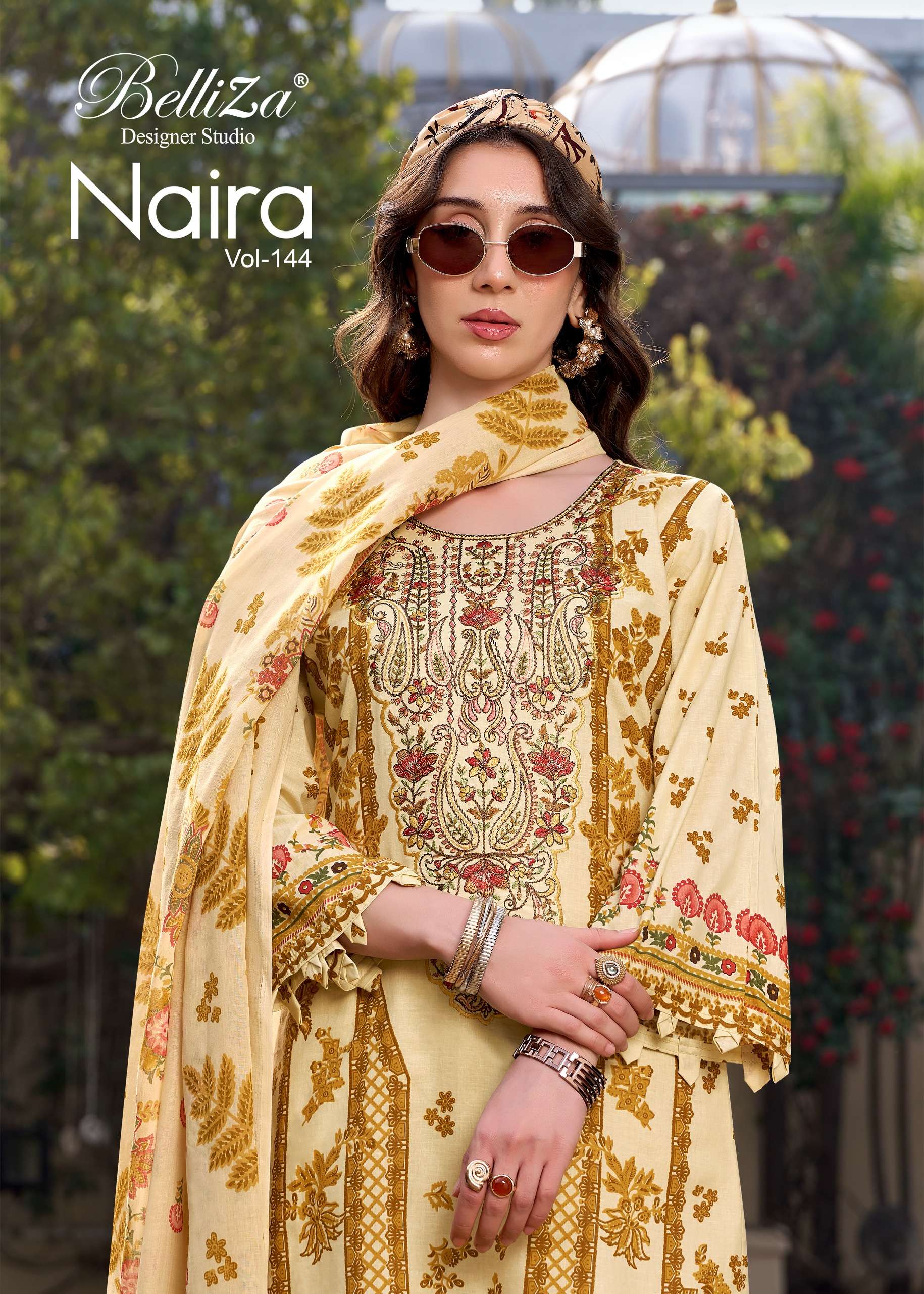 BELLIZA DESIGNER STUDIO NAIRA VOL 144 COTTON DIGITAL PRINTS WITH FANCY WORK SUIT