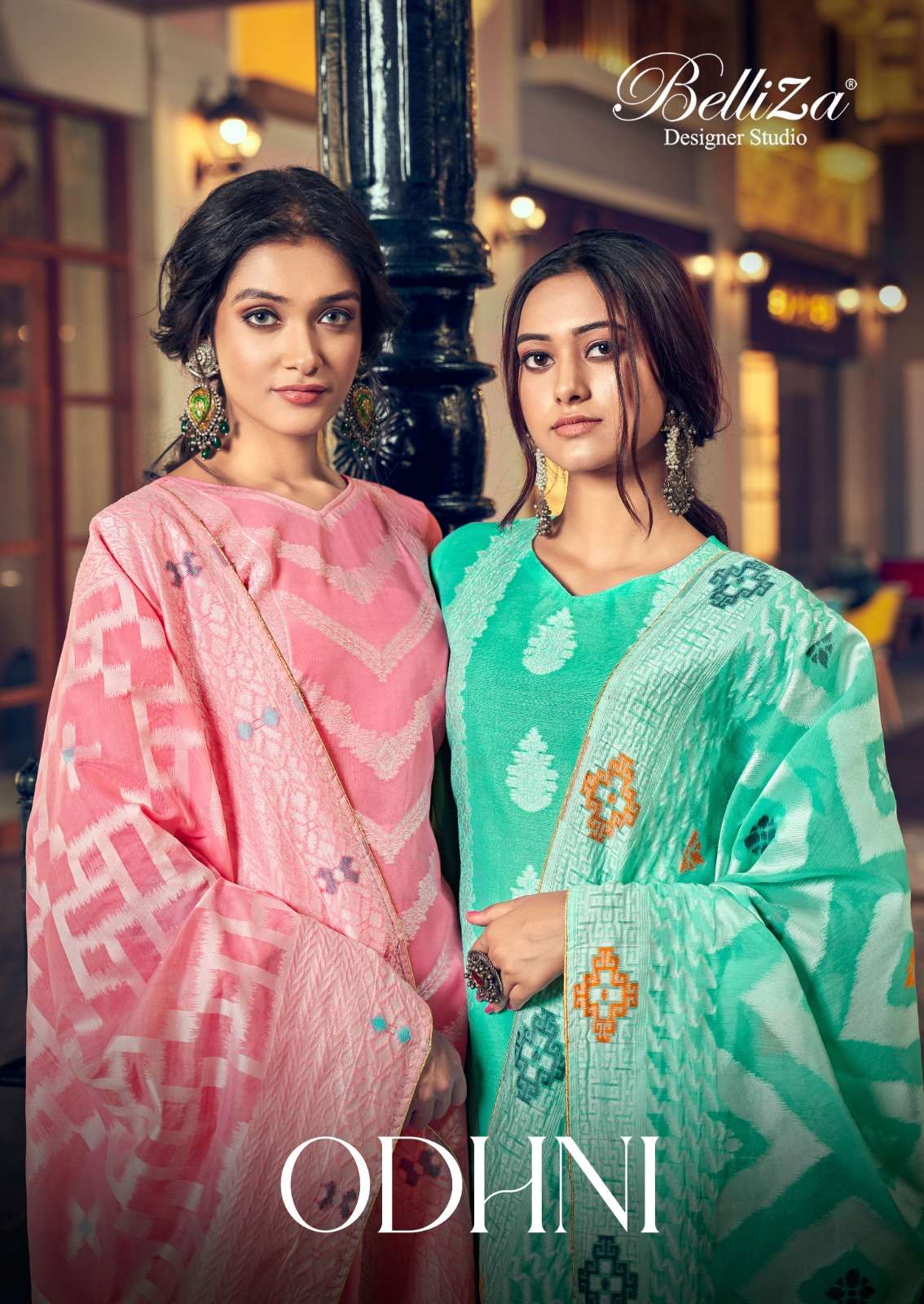 BELLIZA DESIGNER STUDIO ODHNI COTTON JACQUARD FANCY WORK SUIT