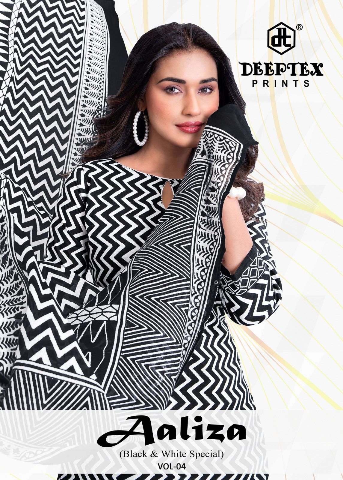 DEEPTEX PRINTS AALIZA BLACK & WHITE SPECIAL VOL 4 COTTON PRINTED LADIES SALWAR SUIT