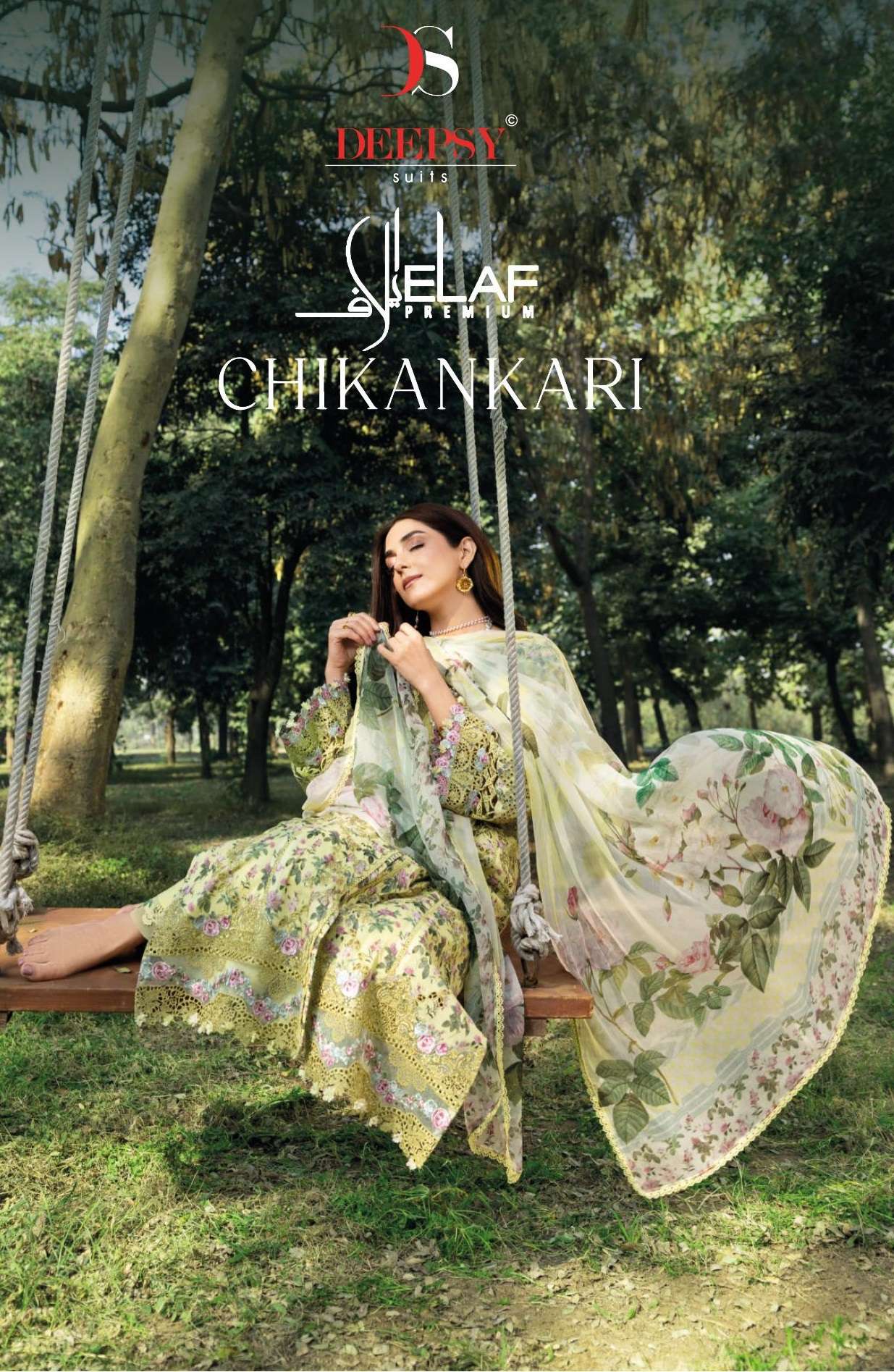 DEEPTEX PRINTS ELAF CHIKANKARI COTTON HEAVY EMBROIDERY DESIGNER WORK SUIT