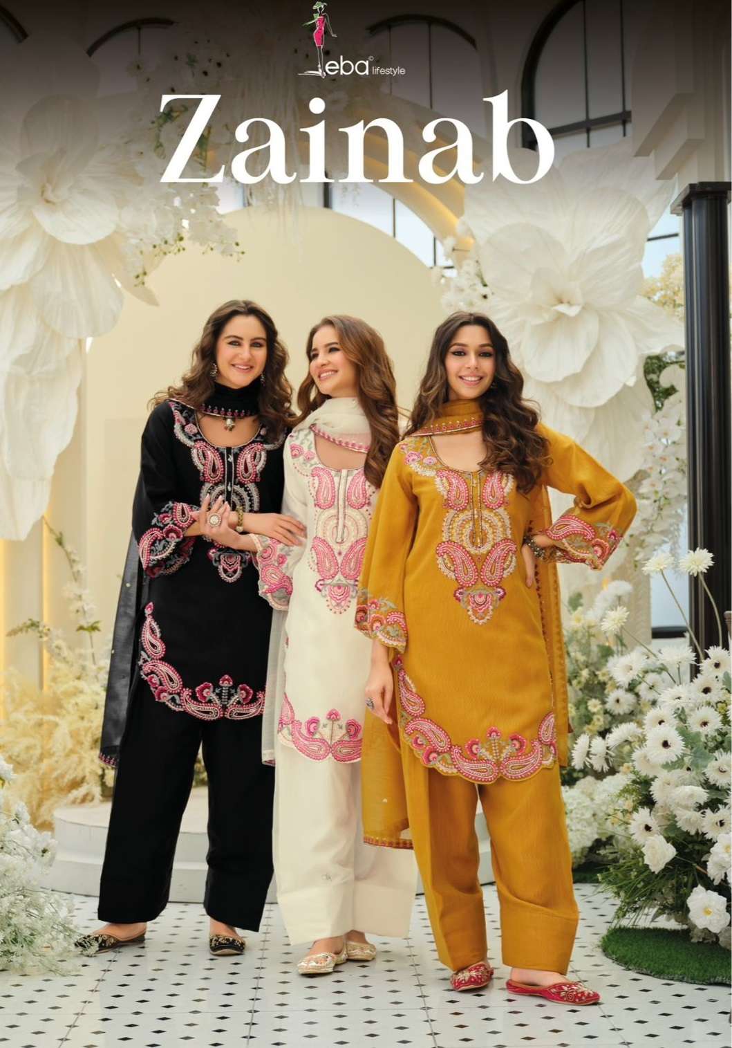 EBA LIFESTYLLE ZAINAB ORGANZA BEAUTIFUL DESIGNER WORK READY MADE LADIES SUIT