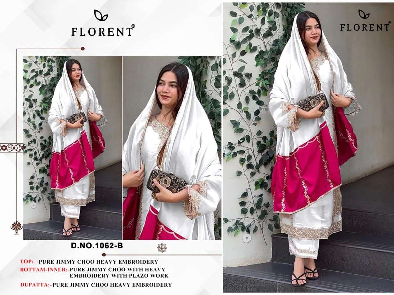FLORENT D NO 1062 AB JIMMY CHOO FABRIC BEAUTIFUL DESIGNER LOOK PAKISTANI SUIT