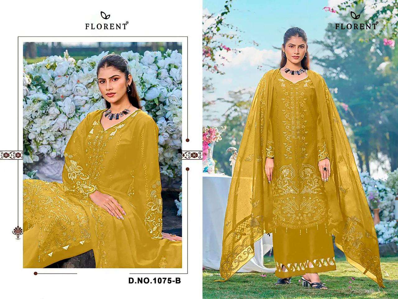 FLORENT D NO 1075 COTTON WITH HEAVY EMBROIDERY WORK SUIT