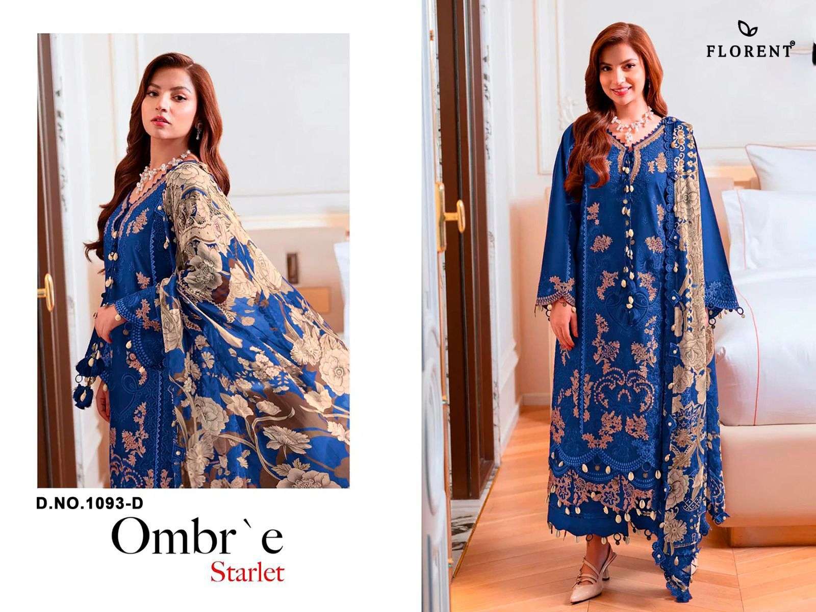 FLORENT D NO 1093 COTTON WITH HEAVY EMBROIDERY DESIGNER PAKISTANI SUIT