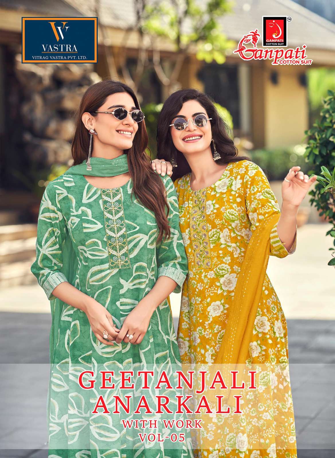 GANPATI GEETANJALI ANARKALI VOL 5 RAYON PRINT LADIES KURTI BOTTOM AND DUPATTA SET 