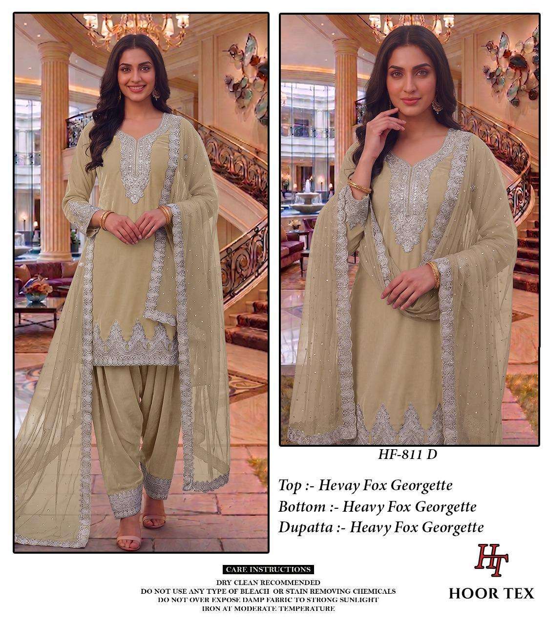HOOR TEX  HF 811 GEORGETTE EMBROIDERY DESIGNER WORK READY MADE SUIT