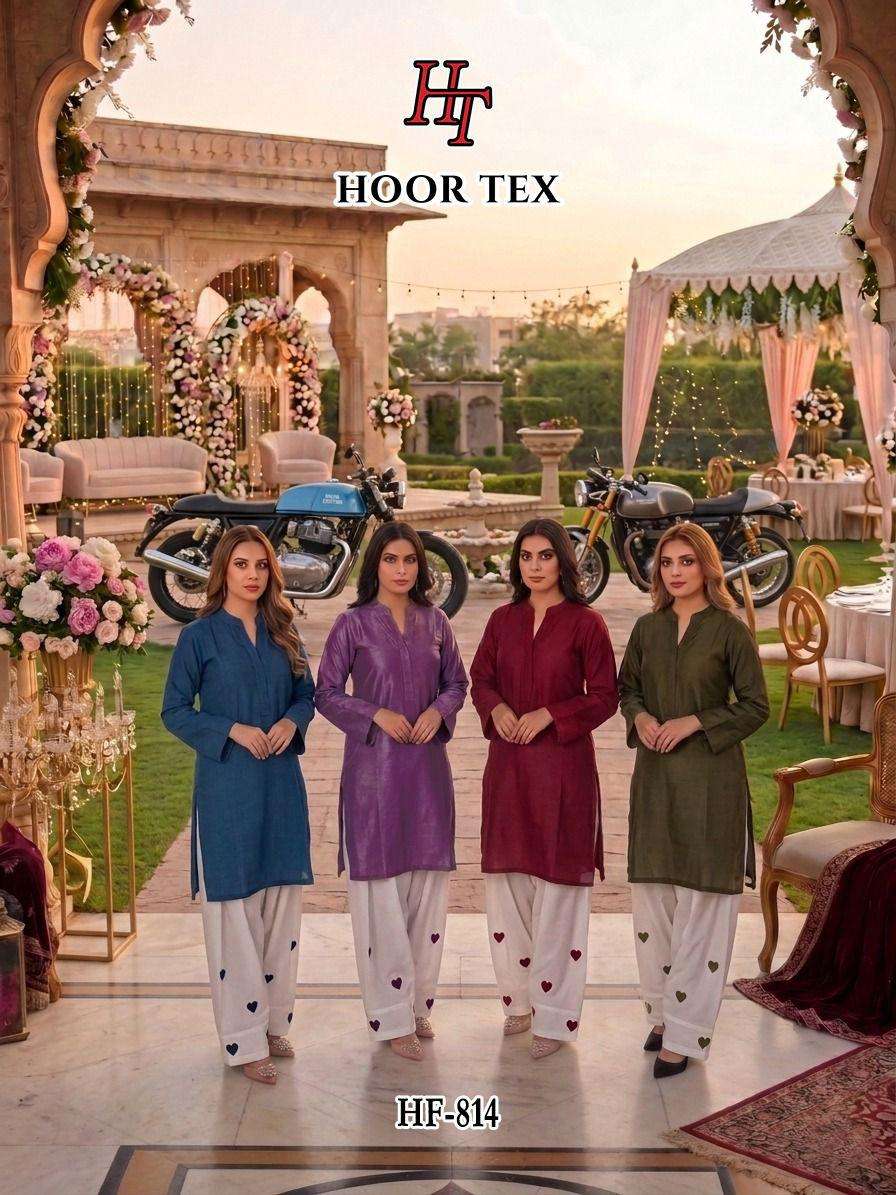 HOOR TEX  HF 814 VISCOSE FANCY PAKISTANI STYLE KURTI WITH FARSHI BOTTOM 