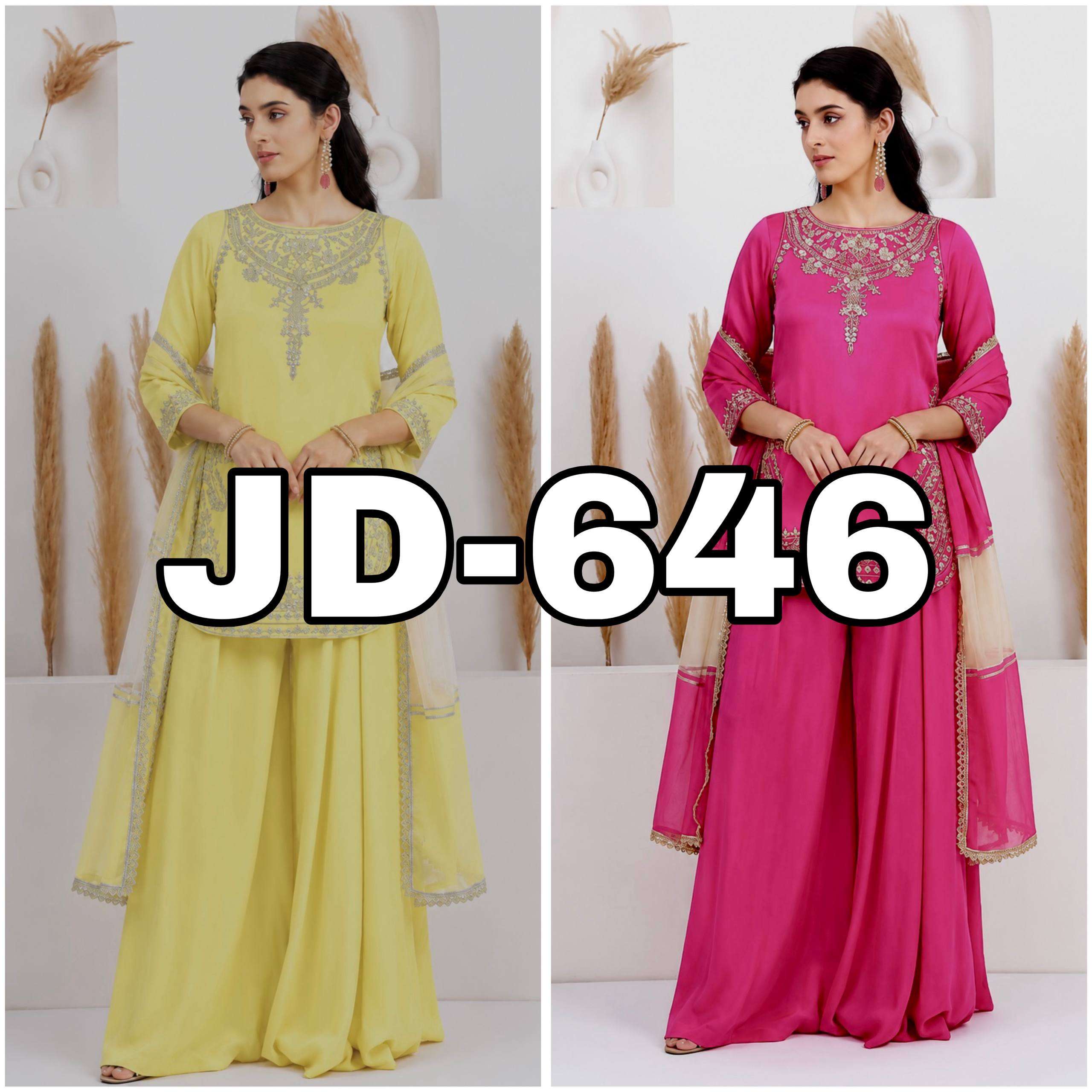 JD 646 CREPE SILK BEAUTIFUL DESIGNER LOOK PARTY WEAR LADIES SUIT