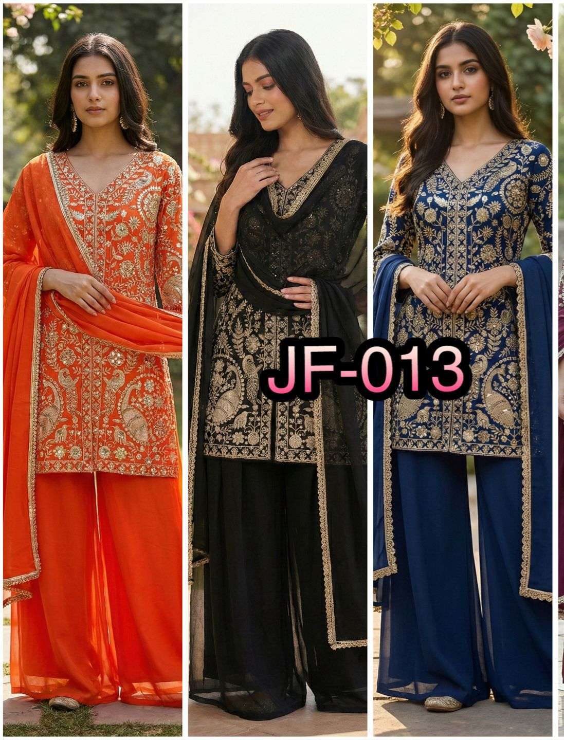 JF 013 GEORGETTE BEAUTIFUL DESIGNER WORK TOP PLAZZO AND DUPATTA 