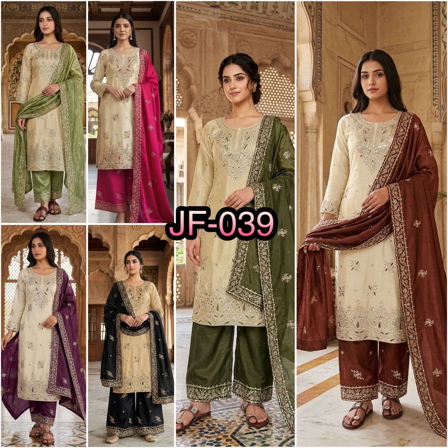 JF 039 SILK WITH HEAVY EMBROIDERY DESIGNER WORK PARTY WEAR LADIES SUIT