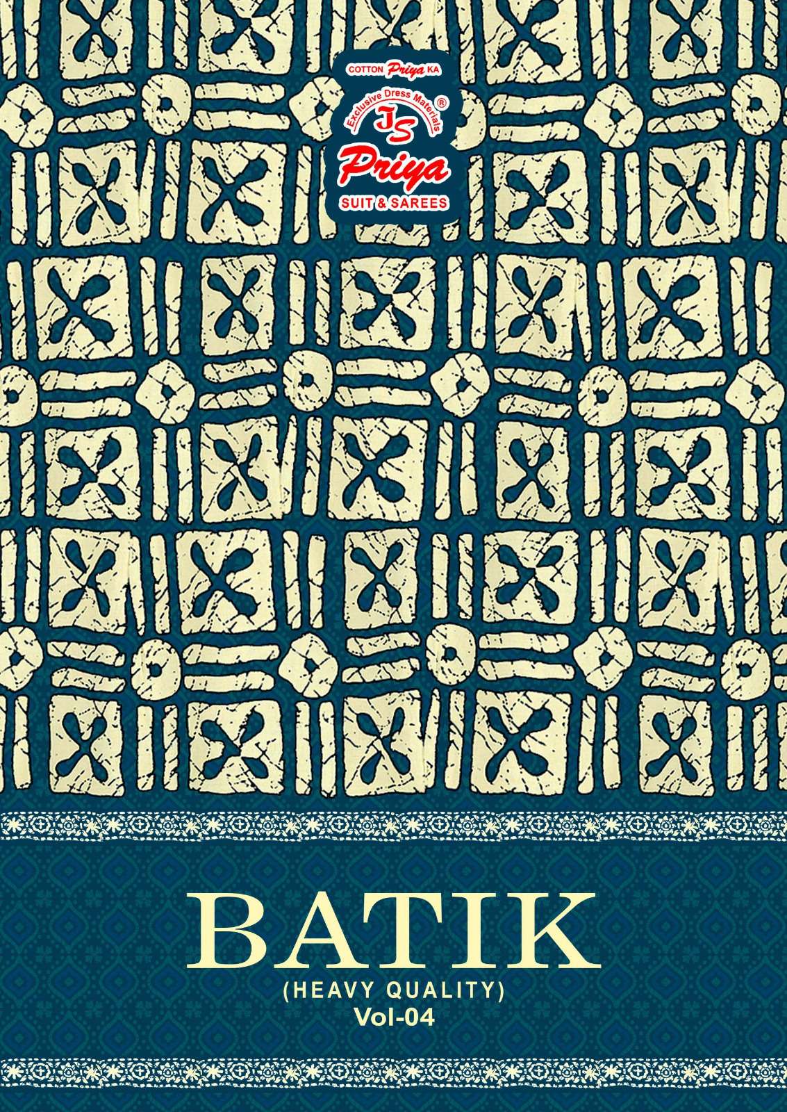 JS PRIYA BATIK VOL 4 COTTON BATIK PRINT READYMADE PATIYALA SUIT