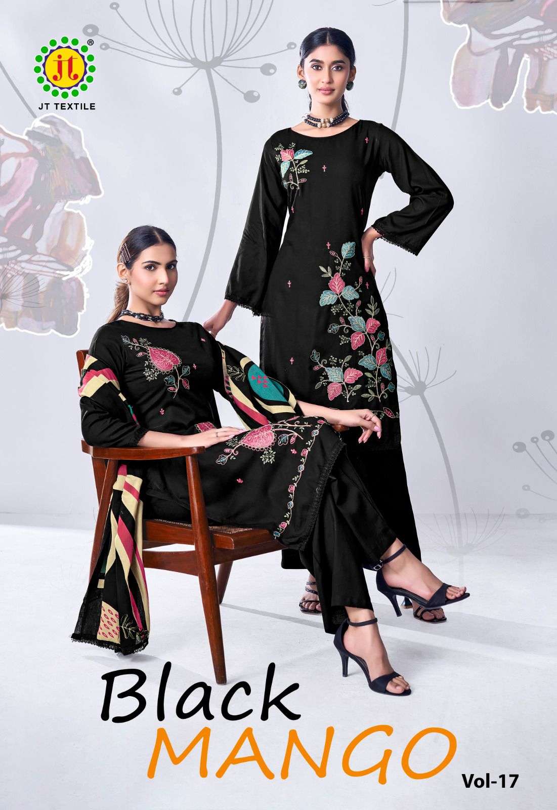 JT BLACK MANGO VOL 17 RAYON FANCY EMBROIDERY WORK SALWAR SUIT