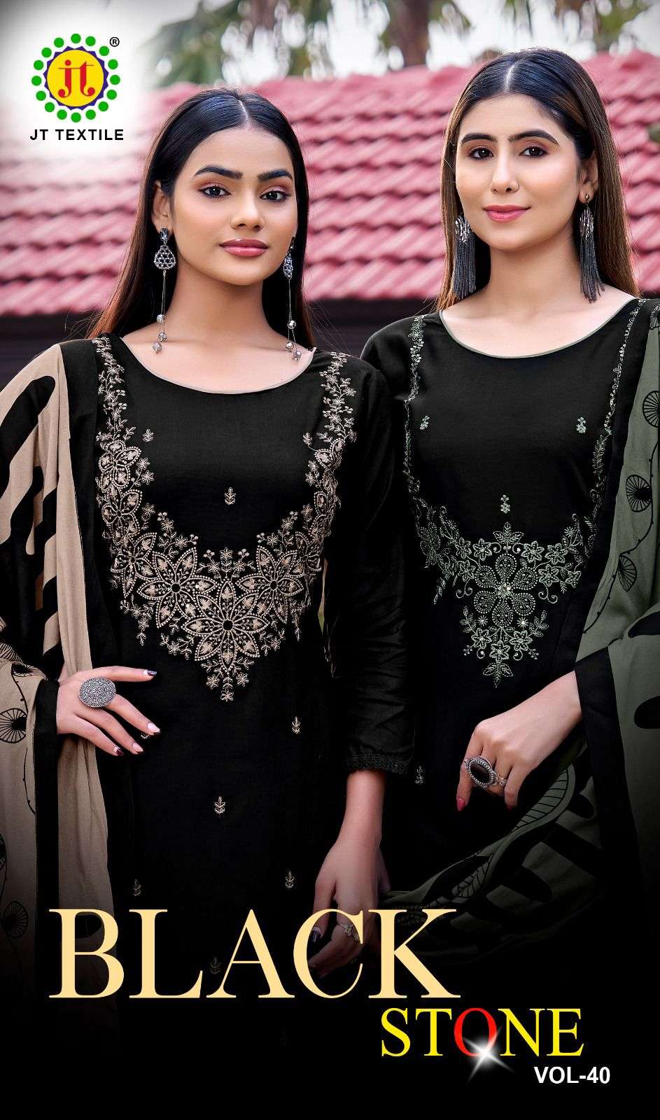 JT BLACK STONE VOL 40 RAYON FANCY WORK LADIES SALWAR SUIT