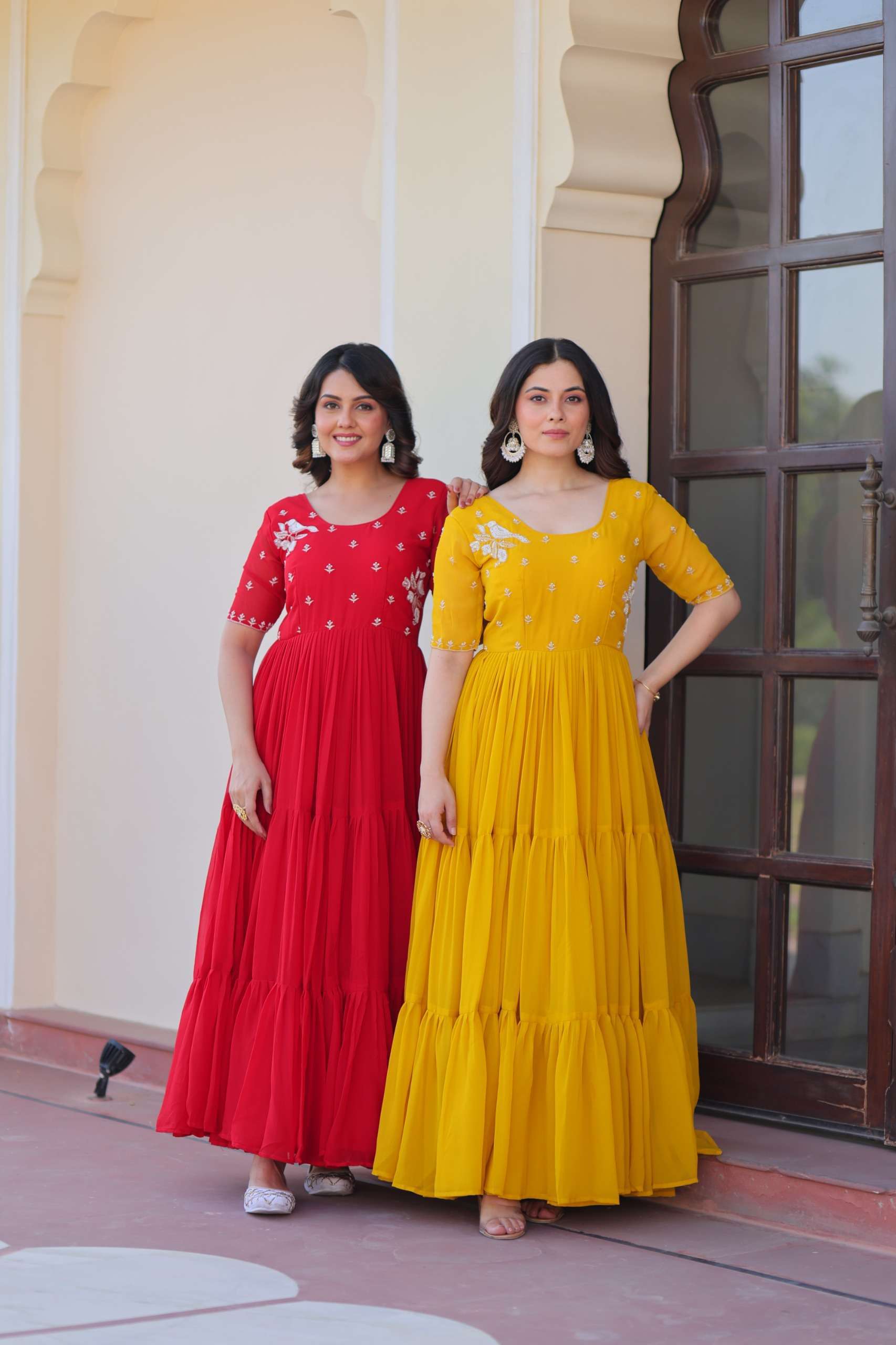 KA 1173 GEORGETTE EMBROIDERY DESIGNER WORK READY MADE GOWN