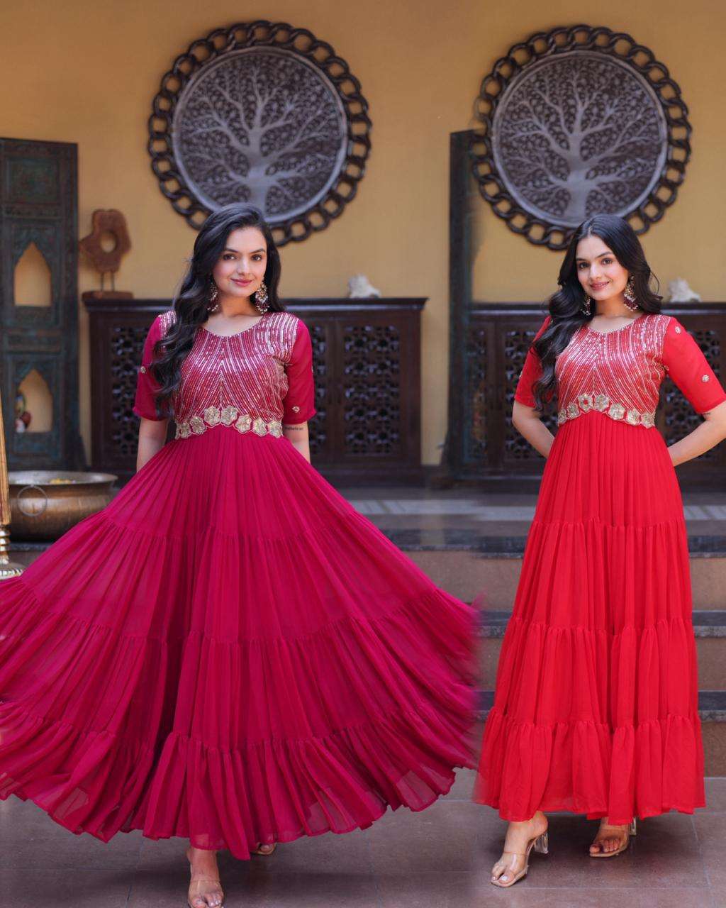 KA 1255 GEORGETTE DESIGNER READY MADE PARTY WEAR GOWN