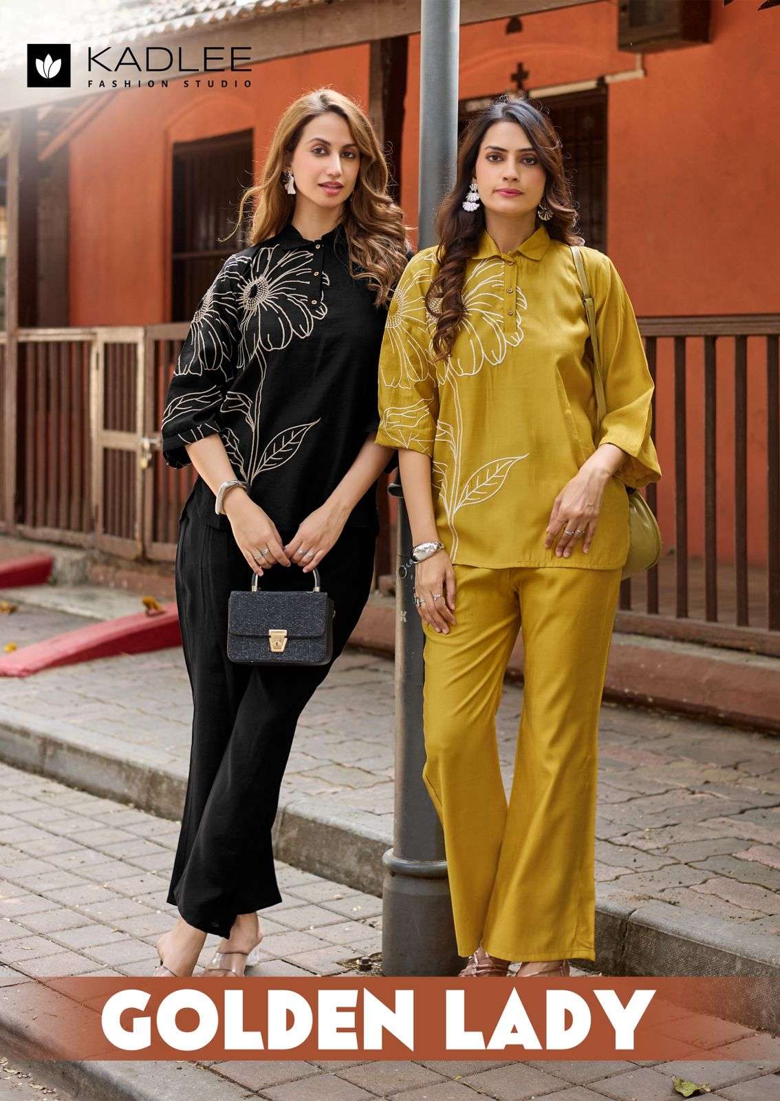 KADLEE GOLDEN LADY VISCOSE FANCY WORKS LADIES TOP WITH BOTTOM PAIR 