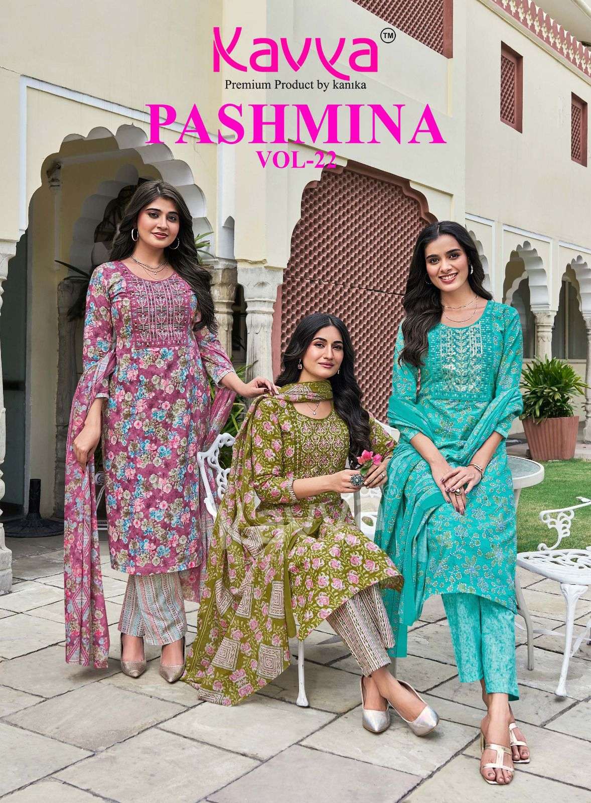 KAVYA PASHMINA VOL 22 COTTON PRINT LADIES KURTI BOTTOM AND DUPATTA SET 