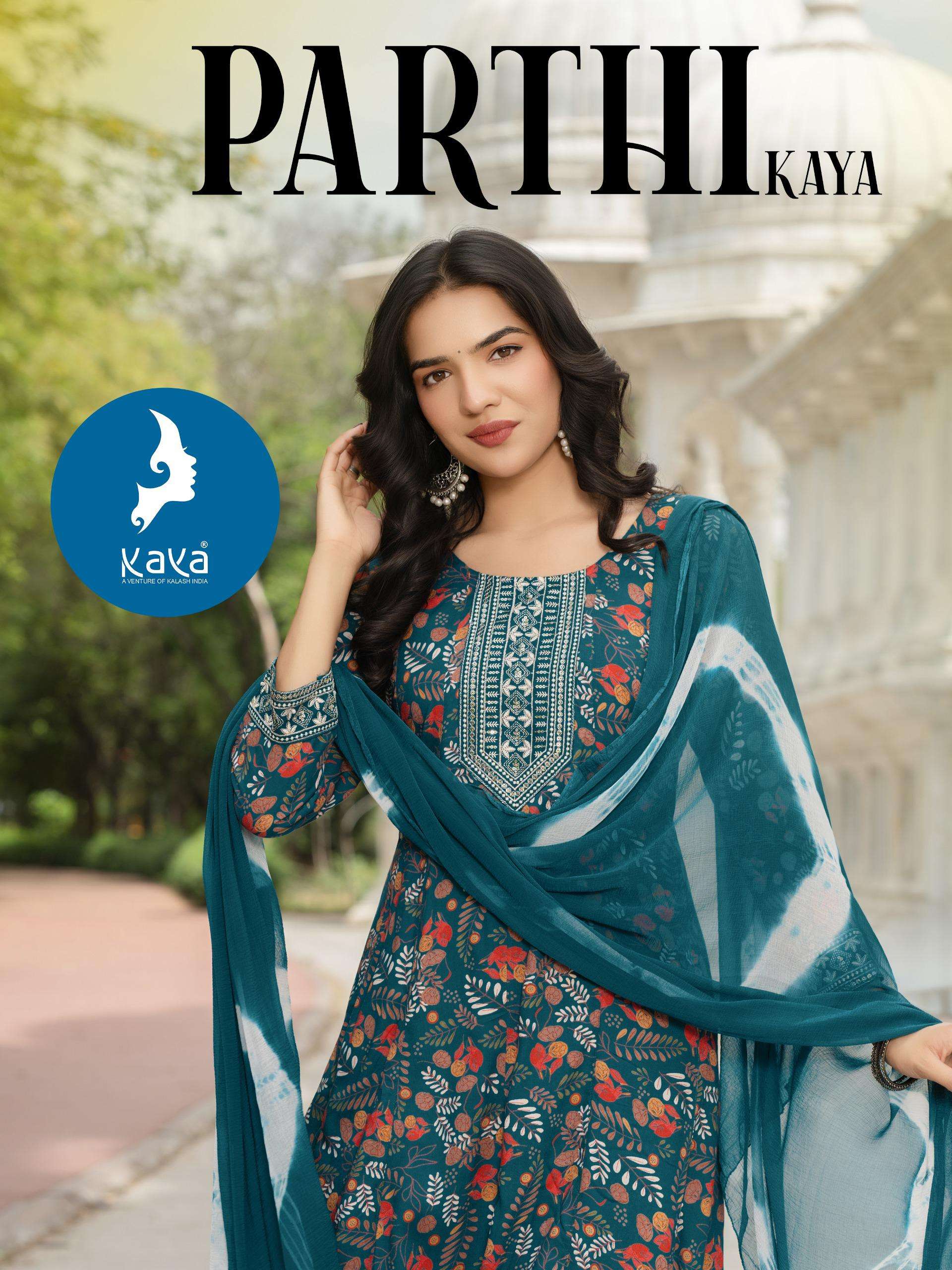KAYA PARTHI RAYON PRINT ANARKALI STYLE LADIES 3PCS SET COLLECTION 