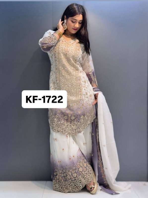KF 1722 DUAL TONE GEORGETTE FABRIC TOP PLAZZO & DUPATTA SET 