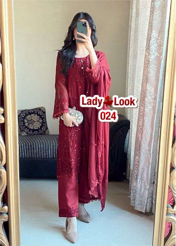 LADY LOOK 024 FOX GEORGETTE PARTY WEAR LADIES 3PCS SET COLLECTION 